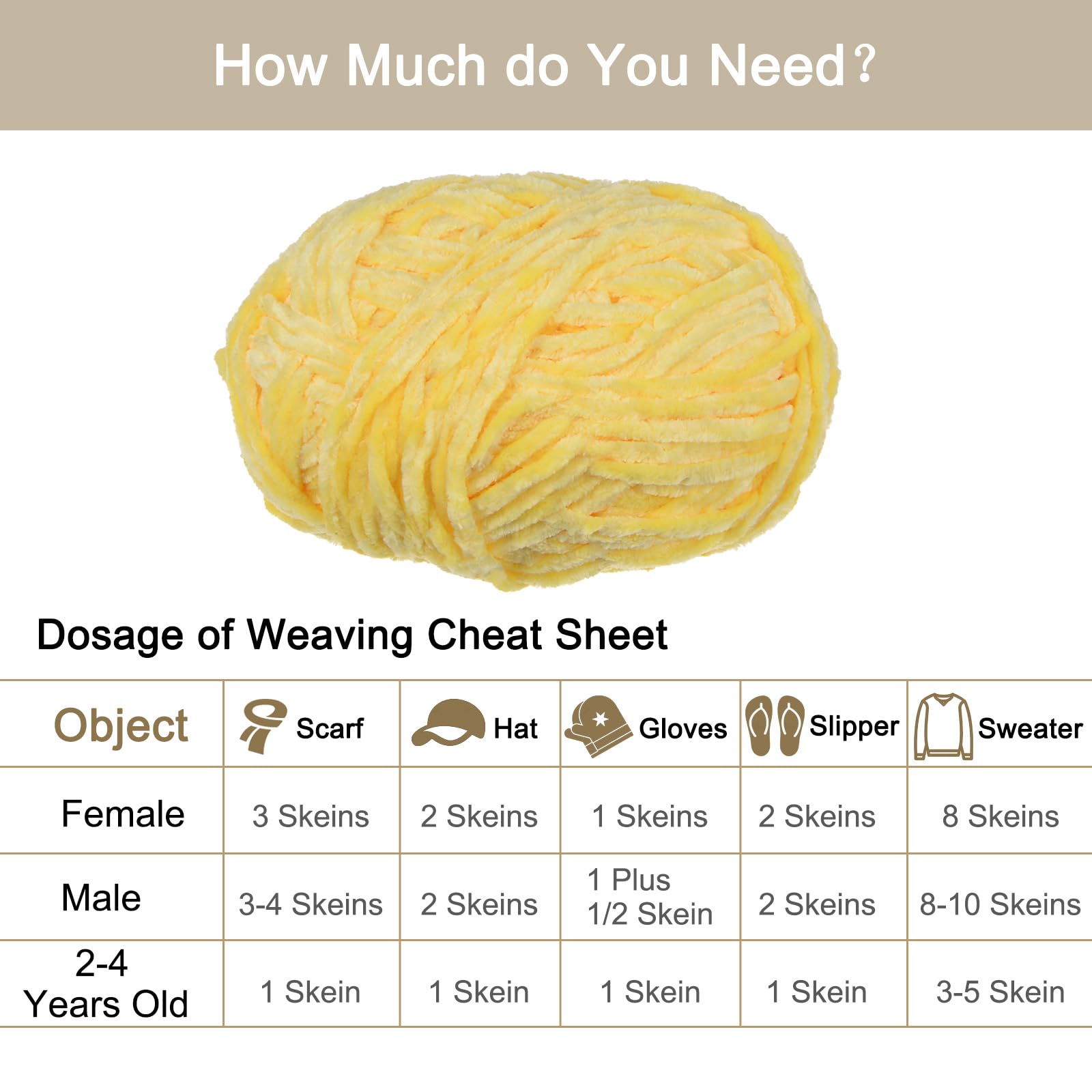 QUARKZMAN 4pz Filato di Velluto Morbido Filato di Chenille 4x100g/14.1oz (347iarde) Filato Soffice e Caldo per Maglia Uncinetto Tessitura Coperte Borse Sciarpe Guanti, Giallo Chiaro