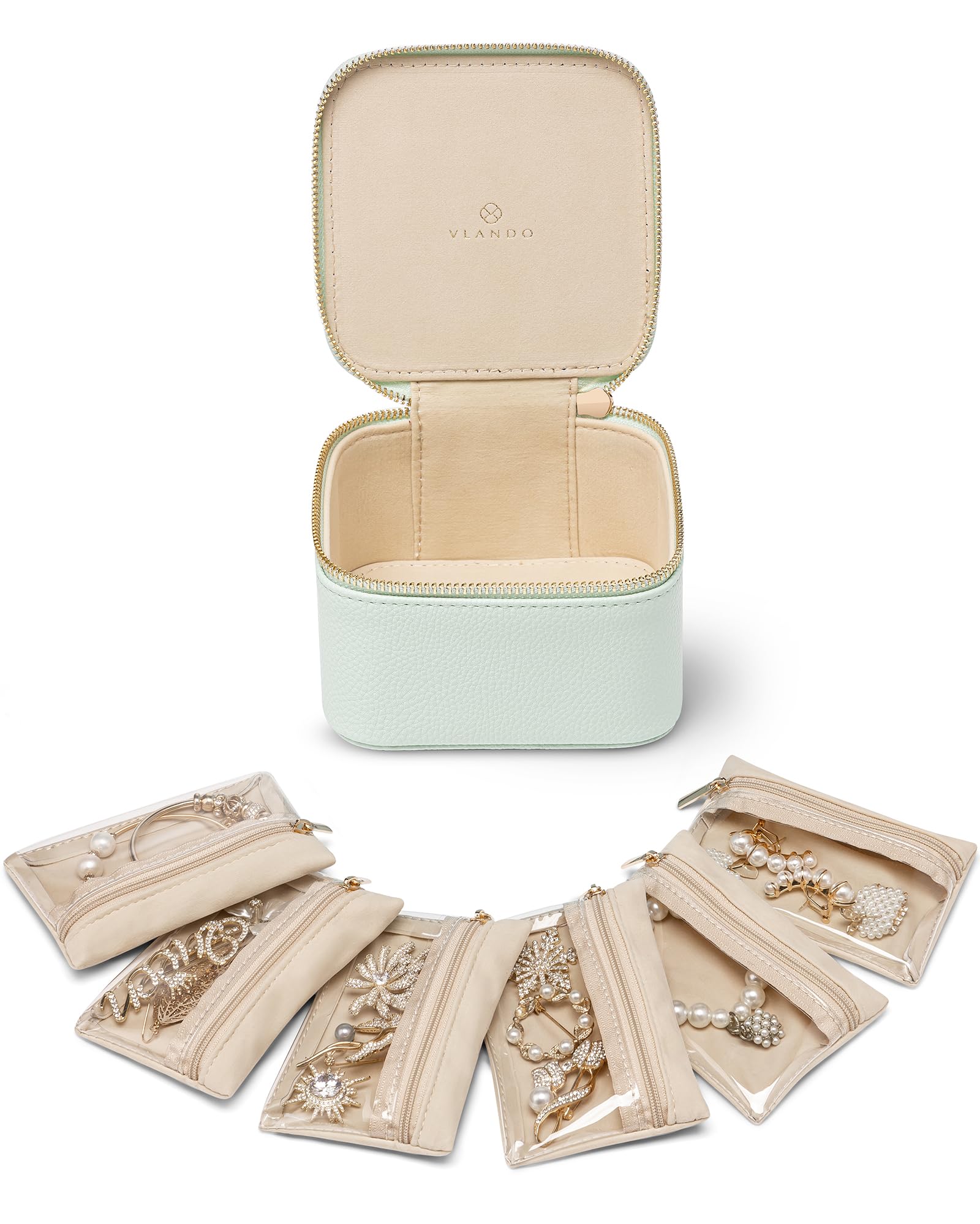 6 Pochettes à Bijoux Voyage BEPSYOM - Velours Transparent - Fermeture éclair - Anti-oxydation