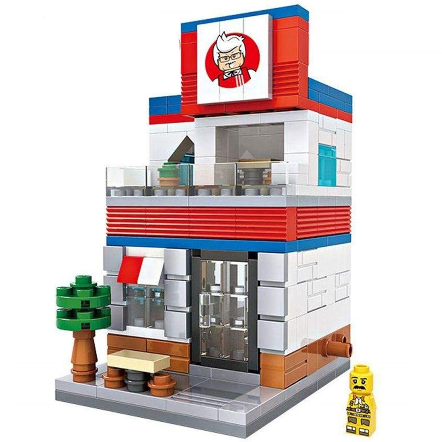 Blocks Set Assemble DIY Toy Miniature Peti Model Handmade Street Series Kit Gift for Birthday Fast Food Theme 303Pcs