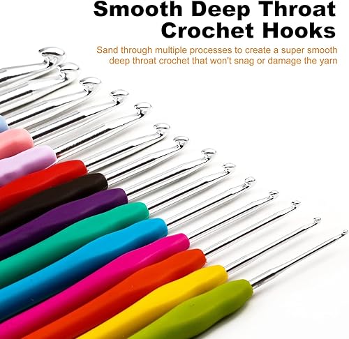 Miniatura 3 de KOKNIT Juego de 12 ganchos de ganchillo, mango ergonómico para manos artríticas, agujas de ganchillo cómodas y suaves, agujas de tejer extralargas