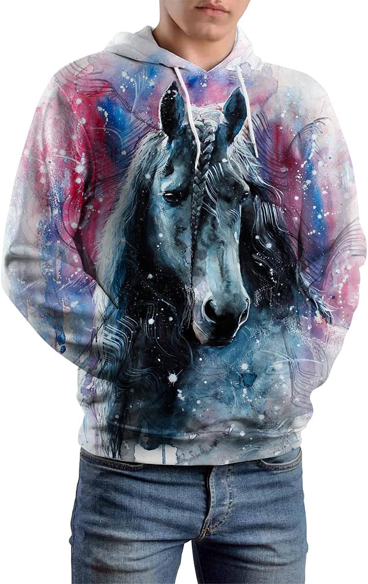 TiwBski Unisex Horse Creative 3D Printed Hoodie Novelty Animal Print Hoodies Sweatshirt - Image 4