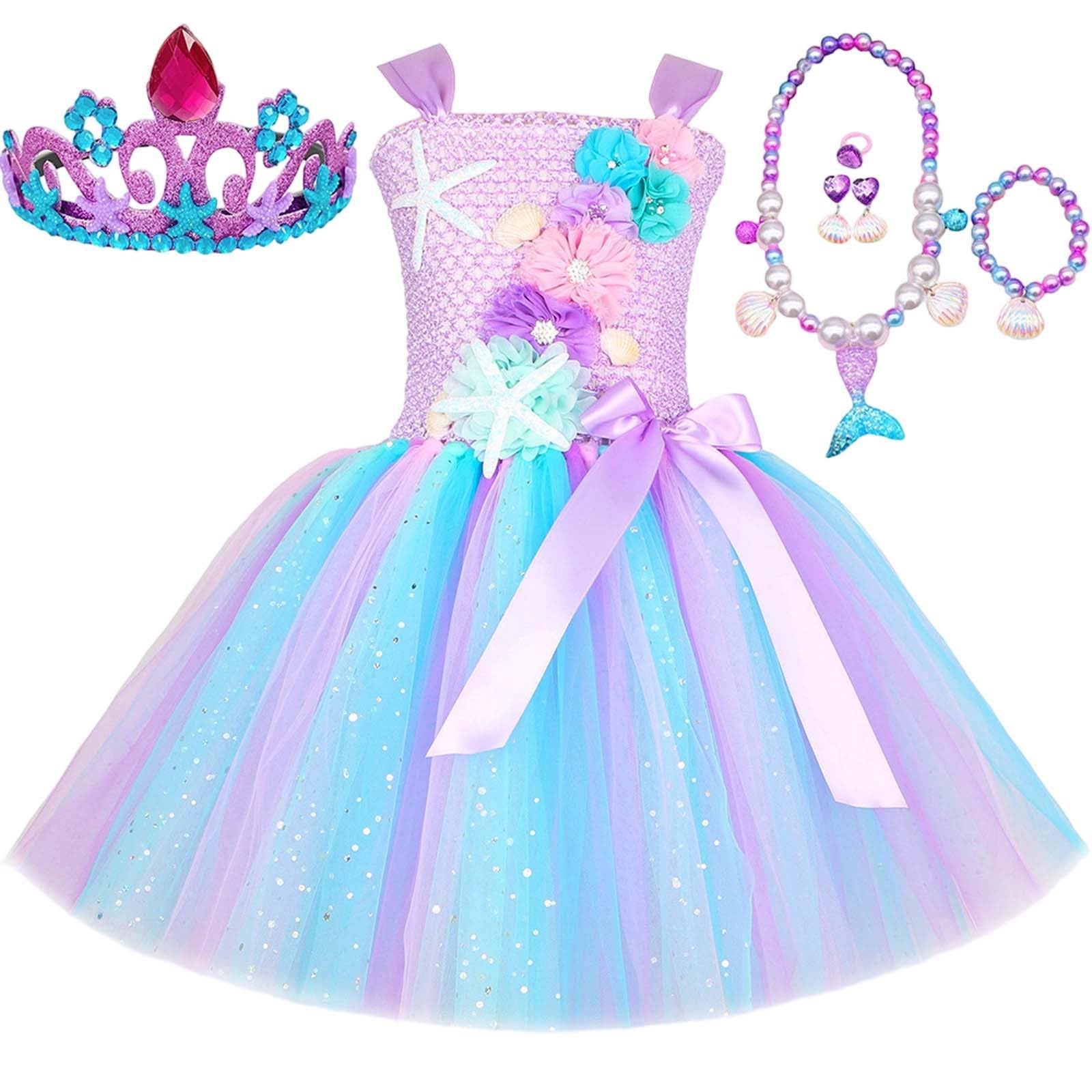Costume Carnevale Ragazza 14 Anni-Vestito da Bambina con tutù e Paillettes Scintillanti, Gonna a Strati in Rete per Feste di Compleanno e Halloween