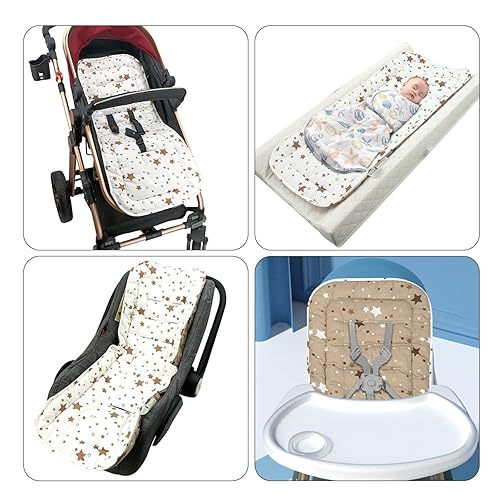 Miniatura 6 de Cojín para cochecito de bebé, inserto de asiento de automóvil infantil, reversible, universal, transpirable y suave, funda de 100% algodón, forro