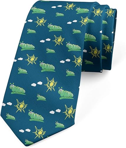 Ambesonne Corbata para hombre, patrón de oruga y sol, 3.7 pulgadas, verde mar azul petróleo, Verde Mar Azul Gasolina