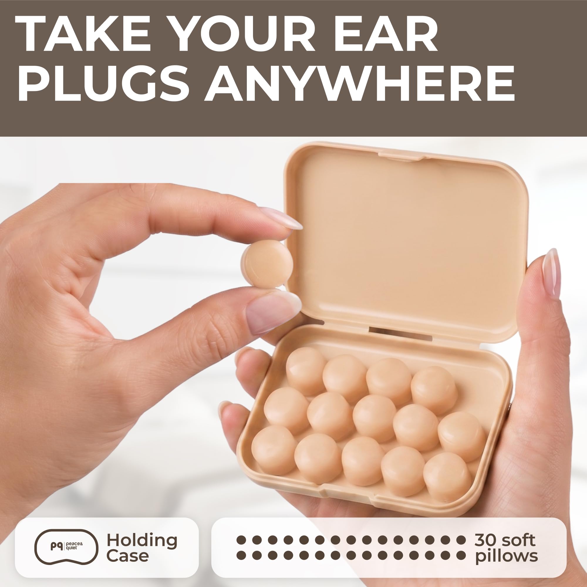 Peace&Quiet PQ Wax Ear Plugs for Sleeping, Silicone, Skin Tone, 15 Count — Amazon image 7