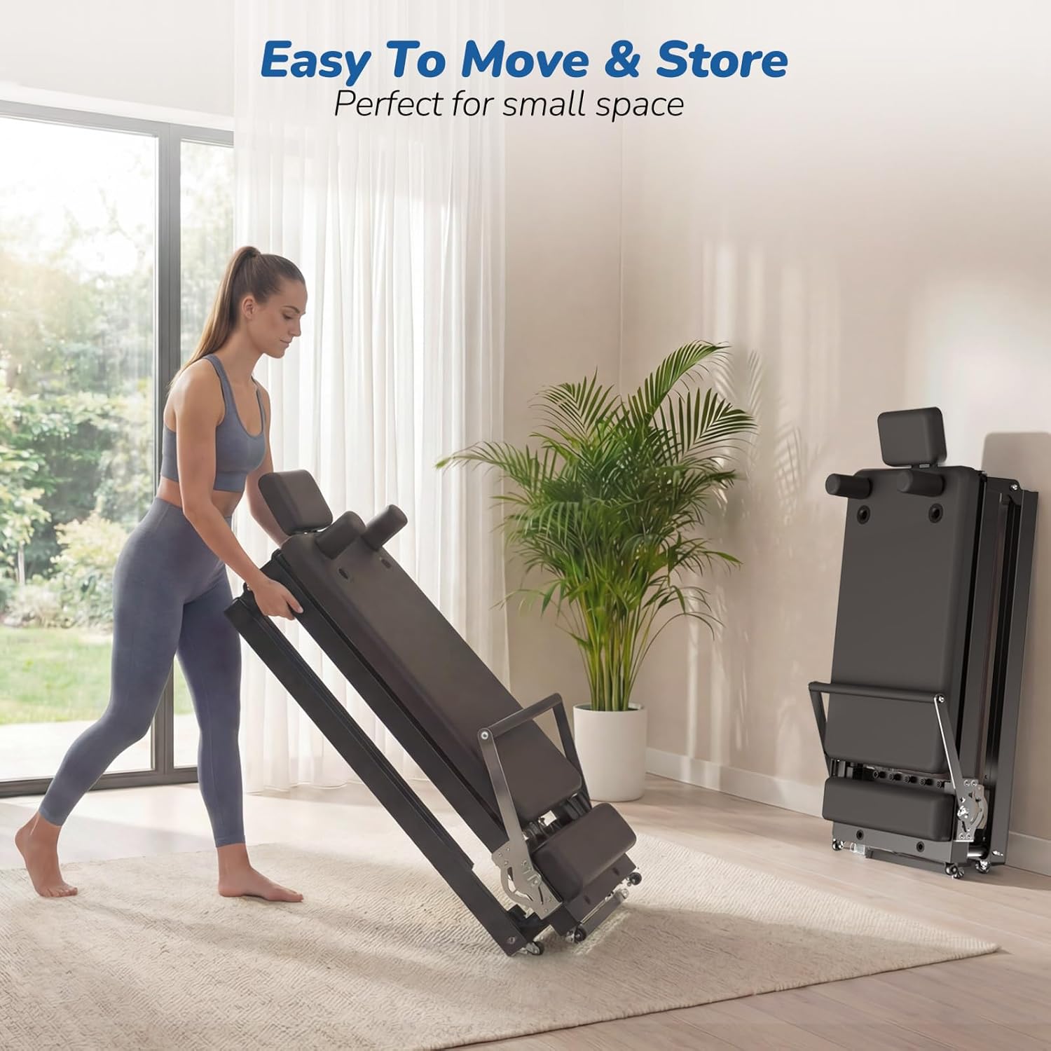 Pilates Reformer, 91'' Foldable Reformer Pilates Machine, Pilates Equipment for Home Women Use Gym Workout & Advanced and Beginners Users, with Dual Resistance- Springs and Cords