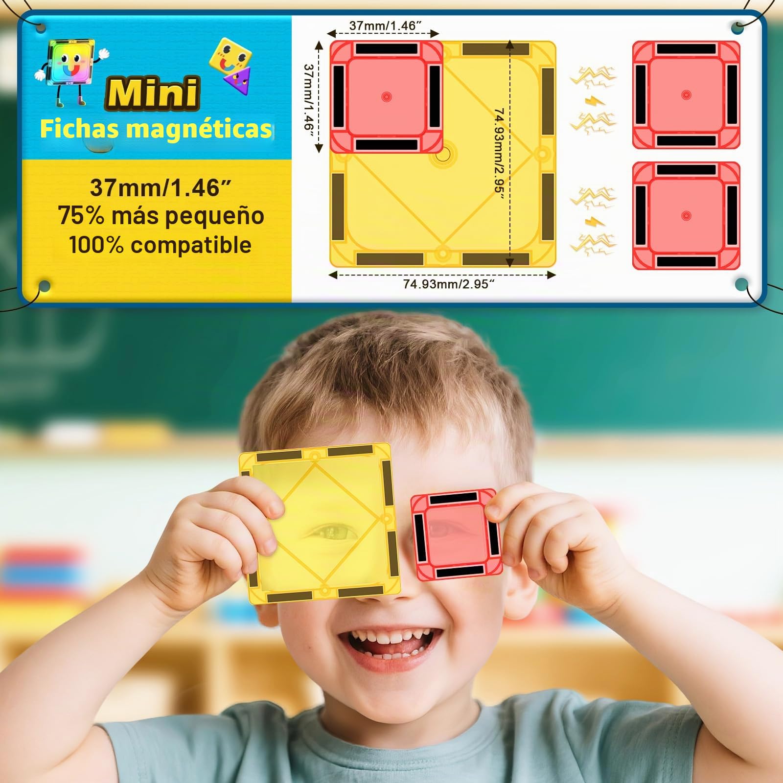Bloques Magnéticos Construcción Niños, Mini Magnetic Blocks, Piezas Magnéticas Stem, Magnetic Tiles Juguete Sensorial Educativo para Niños y Niñas de 3 Años en Adelante Regalo Ideal