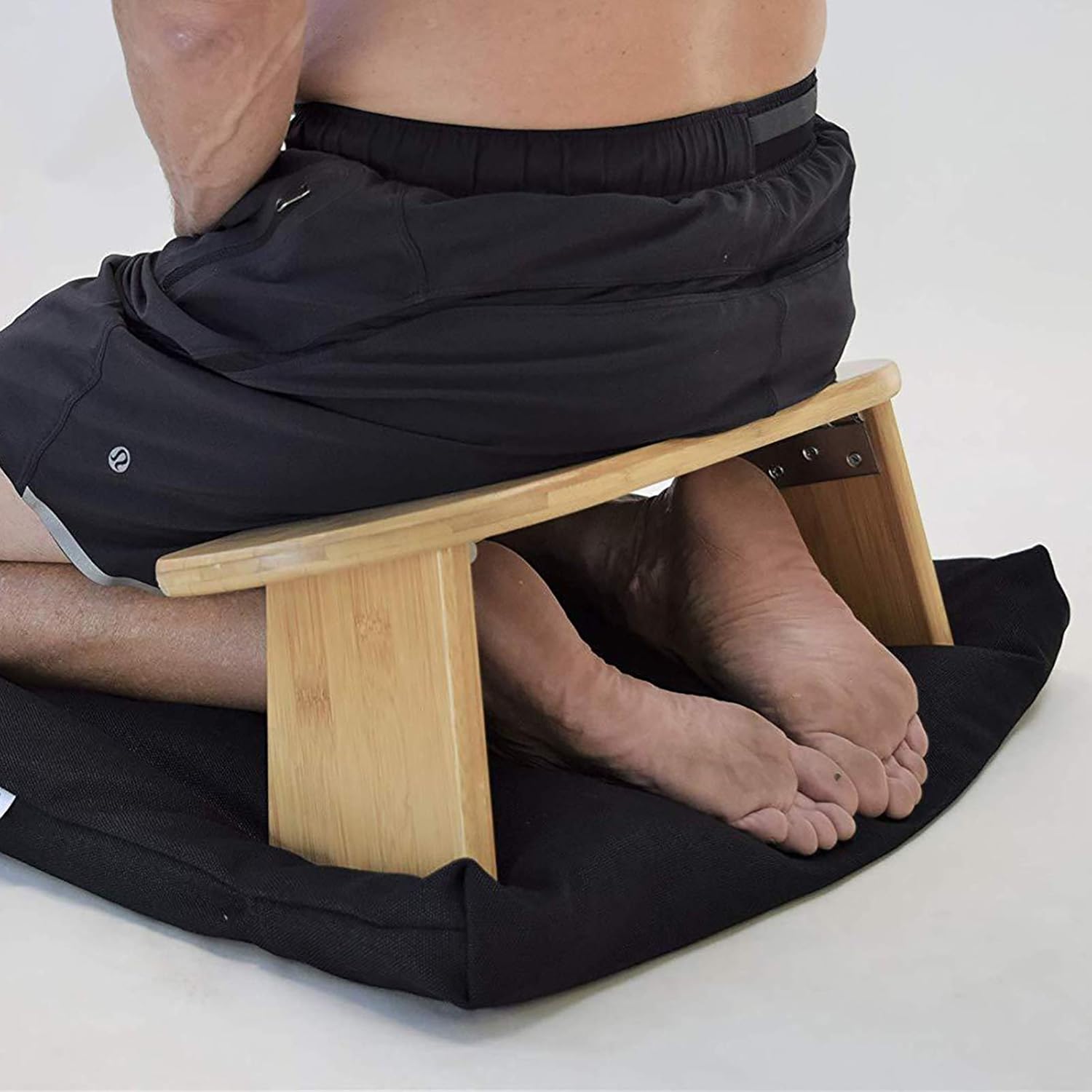 Mindful and Modern Folding Meditation Bench with Locking Magnetic Hinges - Bonus Portable Travel Carry Bag - Ergonomic Bamboo Yoga Stool