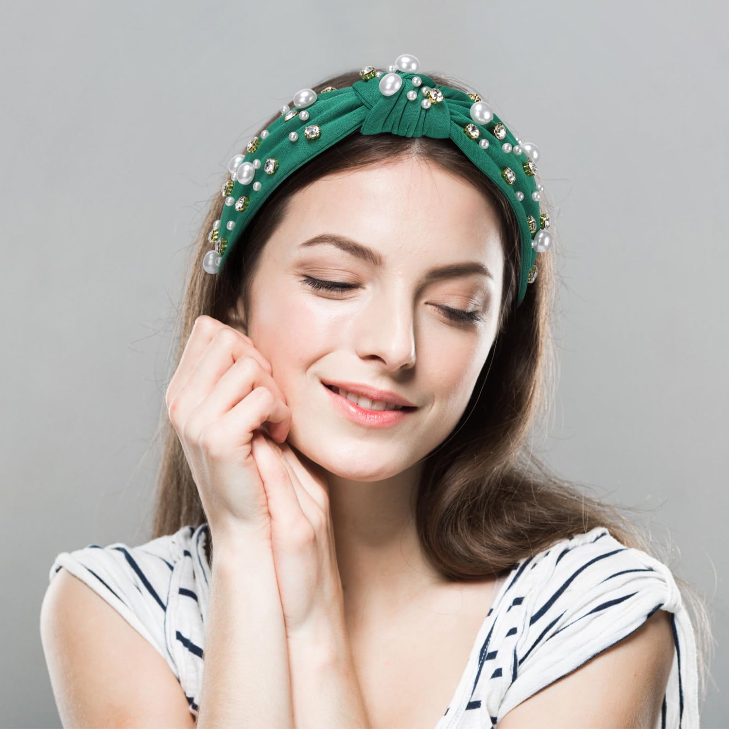 Amazon.com : WantGor Pearl Knotted Headband, Women  display picture 1