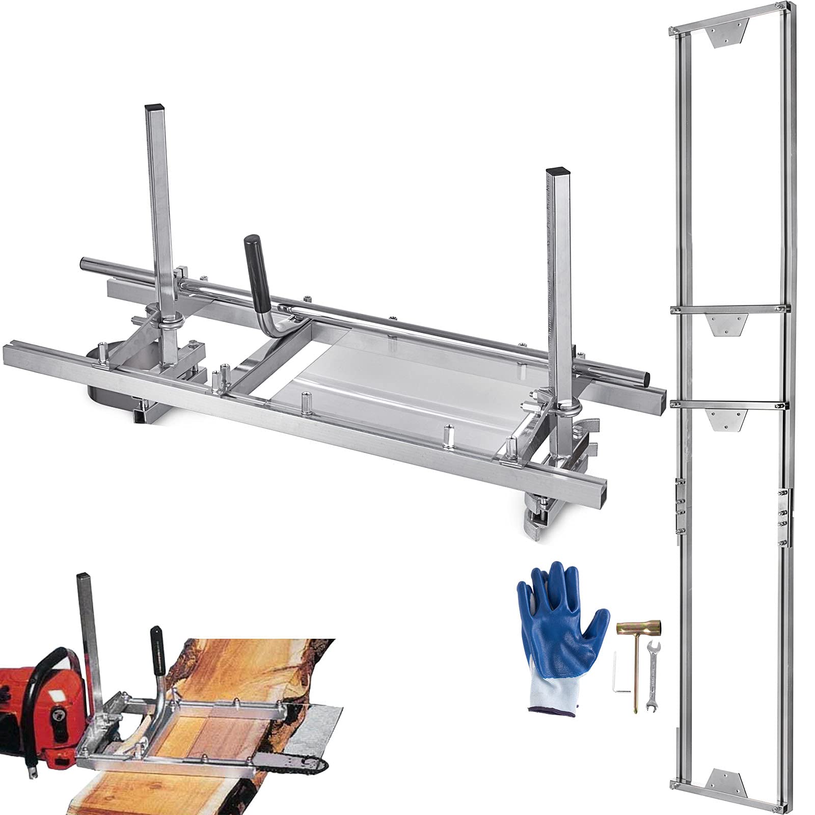 PRIBCHO Portable Chainsaw Mill Planking Milling Guide Bar Saw Mill 14 to 36 Inches Aluminum Steel Wo