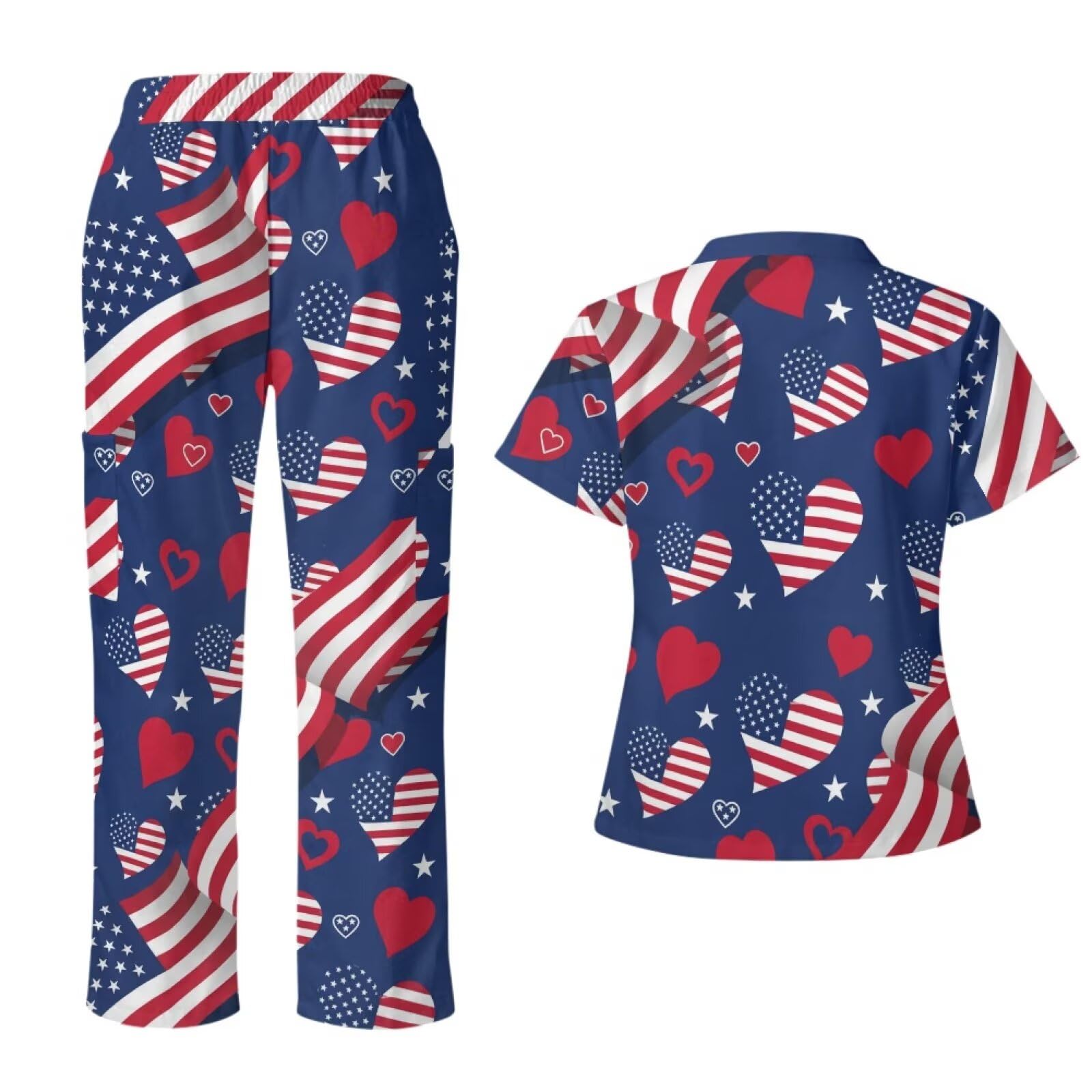 Set di scrub da donna per il 250° anniversario con bandiera americana e pantaloni alti per assistente medico