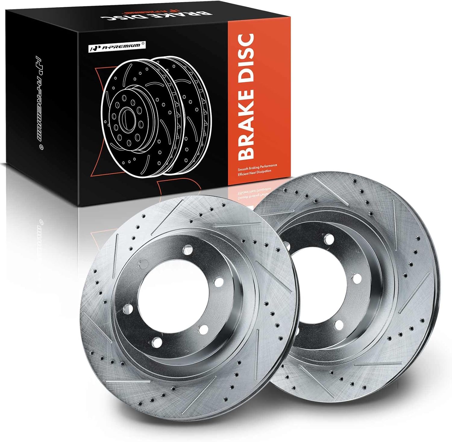 A-Premium 13.31 inch (338mm) Front Drilled and Slotted Disc Brake Rotors Compatible with Select Toyota and Lexus Models - 4Runner 2003-2009, GX470 2003-2009, 2-PC Set