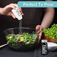 Vista 4 de Juego de 2 saleros y pimenteros estilo granja, saleros y pimenteros de vidrio vintage y tapa de acero inoxidable (negro y blanco)