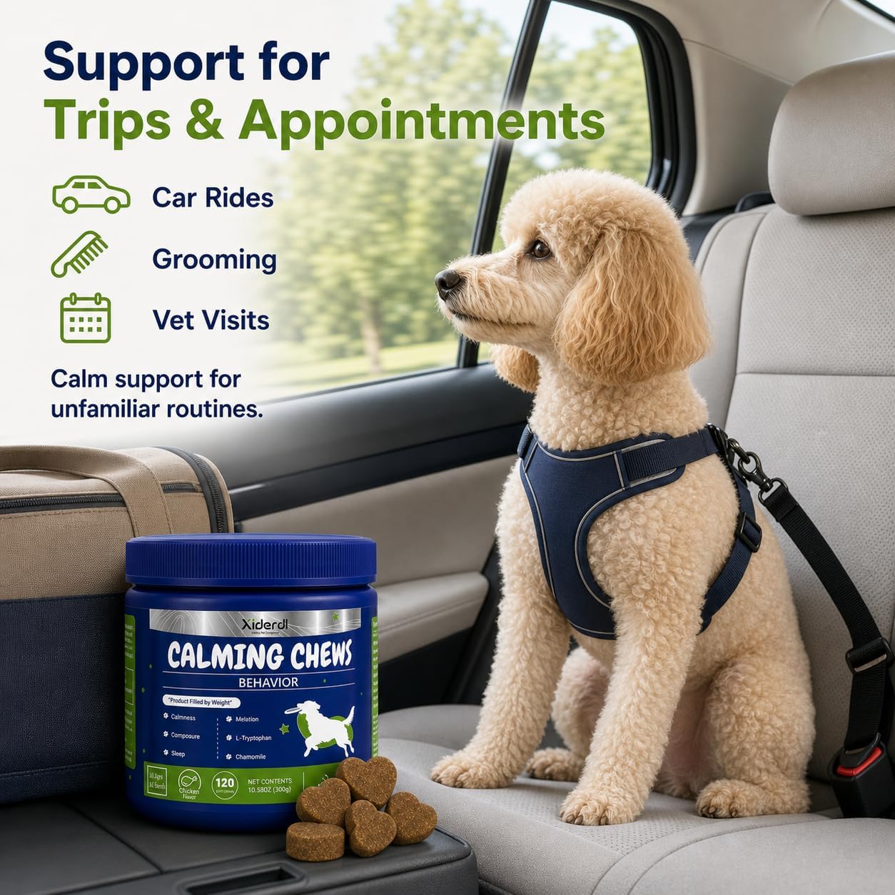 Calming Chews for Dogs – Chamomile & L-Theanine, Chicken Flavor, 120 Count — view 6