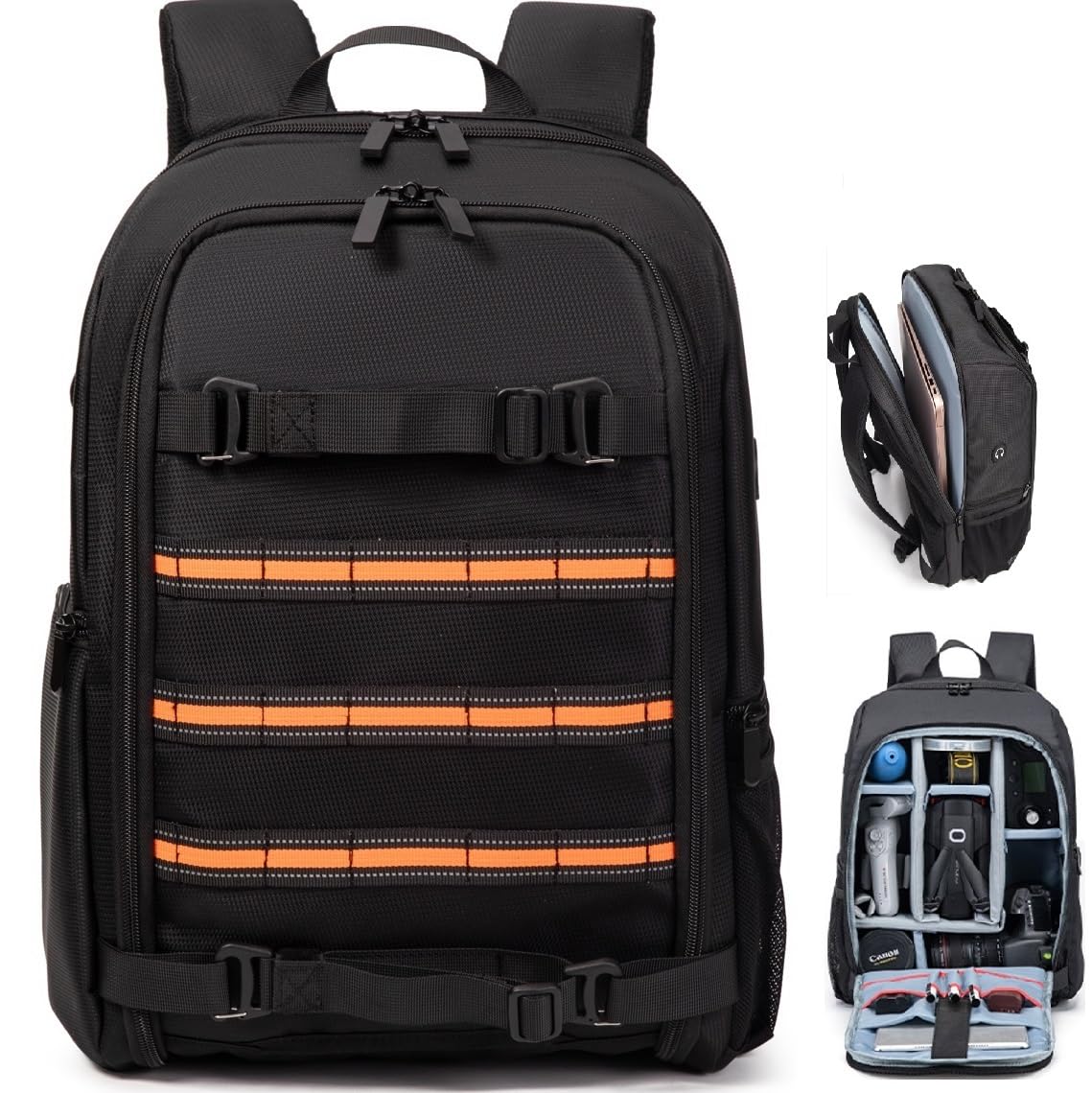 Mochila para Cámara 23L Paquete de Cámara Fotografía Profesional Mochila, Cámara DSLR Compatible, Computadora Portátil de 15,6", Trípode