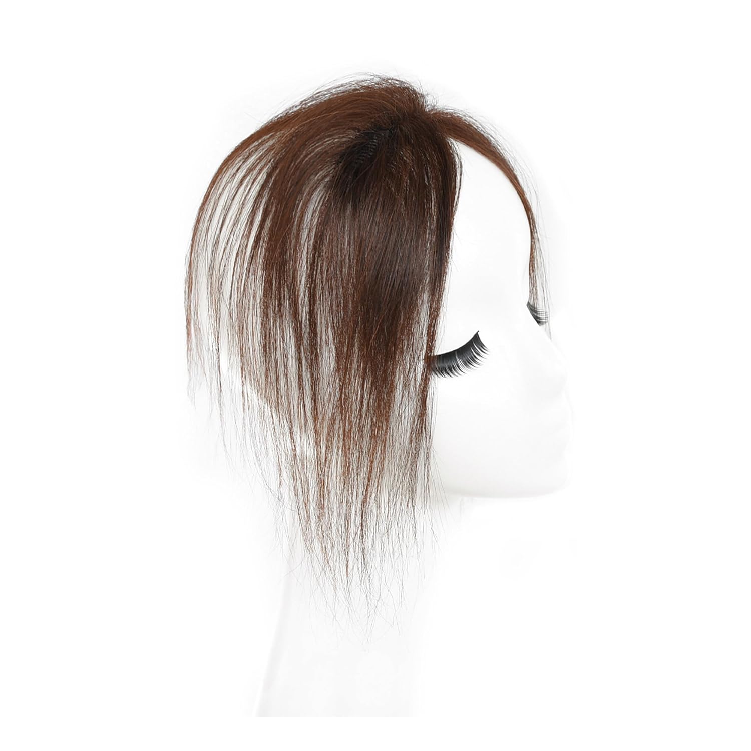 viviaBella Clip in Baby Hair Bangs 100% Hand Made Human Hair Natural Forehead Hairline Clip in Hair Extensions No Trace Patch Hairline for Women (Medium Brown, 1"X5.3", 10")