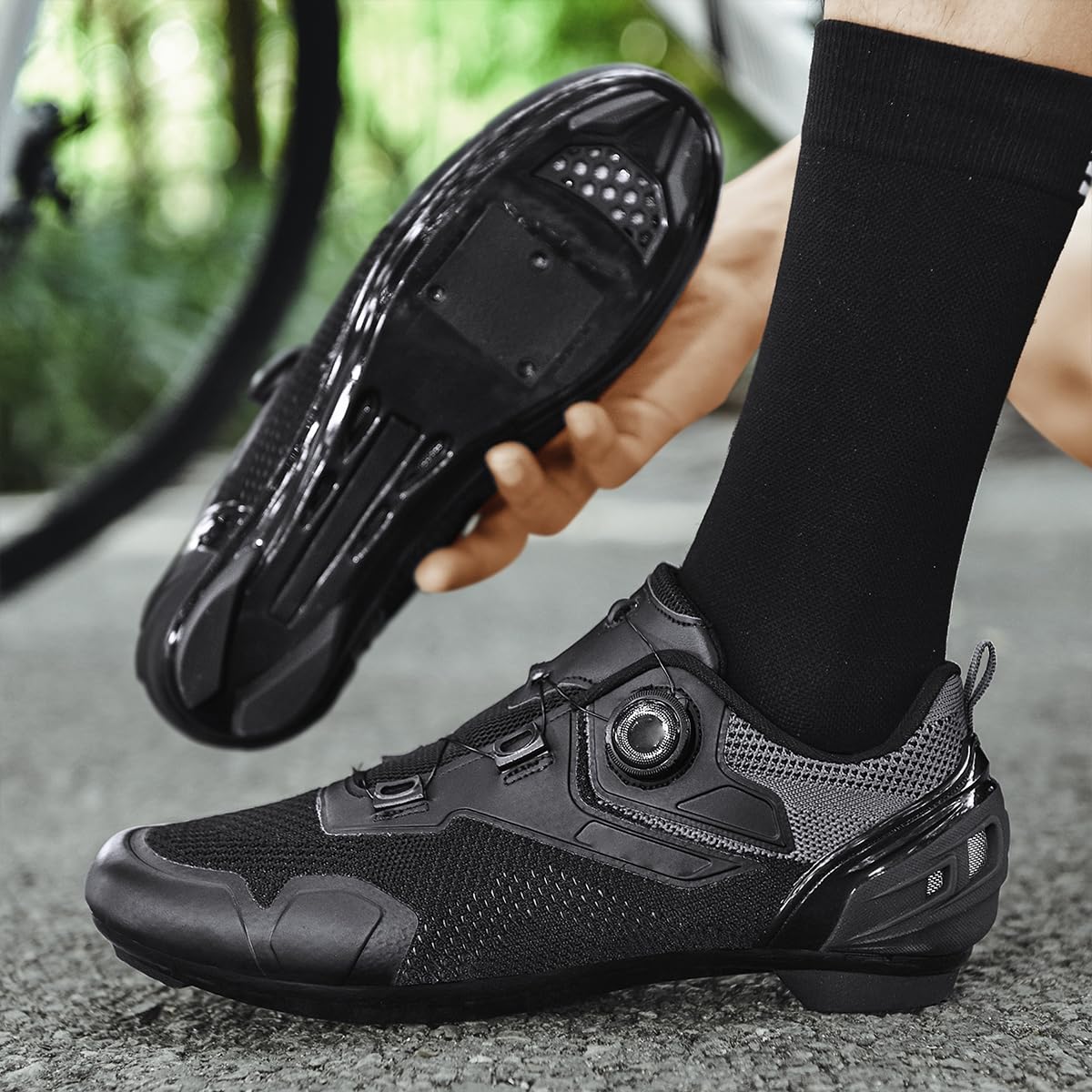 Fahrradschuhe Herren Kompatibel mit SPD/SPD-SL/Look Delta Atmungsaktive Rennradschuhe Maximale Kraftübertragung beim Treten und Vermeidung von Schlupf