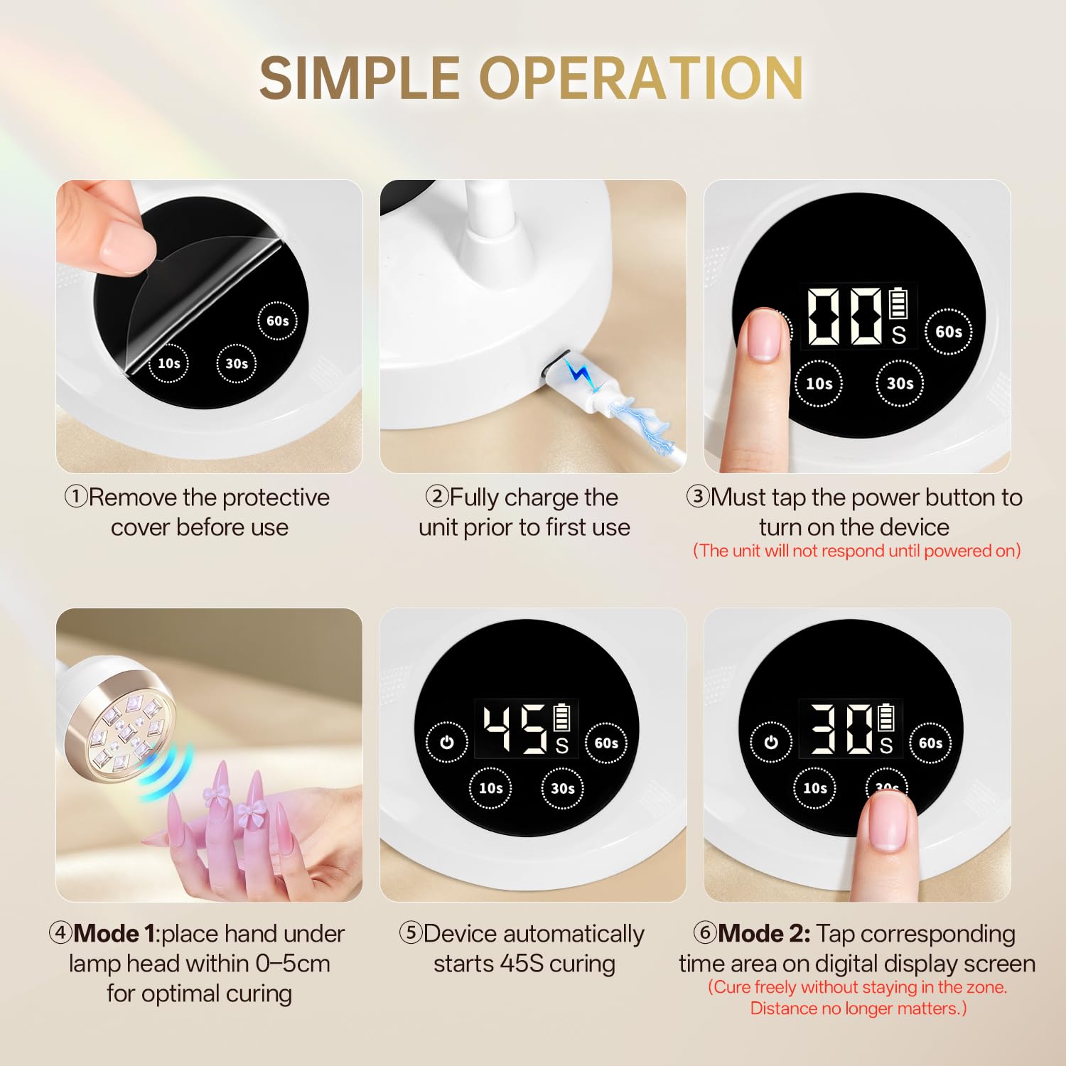 AORAEM UV Nail Lamp, LED Auto Sensor Yellow Light Gooseneck Flash Cure Lamp | 36W (395nm+405nm) , 4 Timers for Gel Nails, 2500mAh Rechargeable LED Gel Lamps, Home DIY Manicure Salon