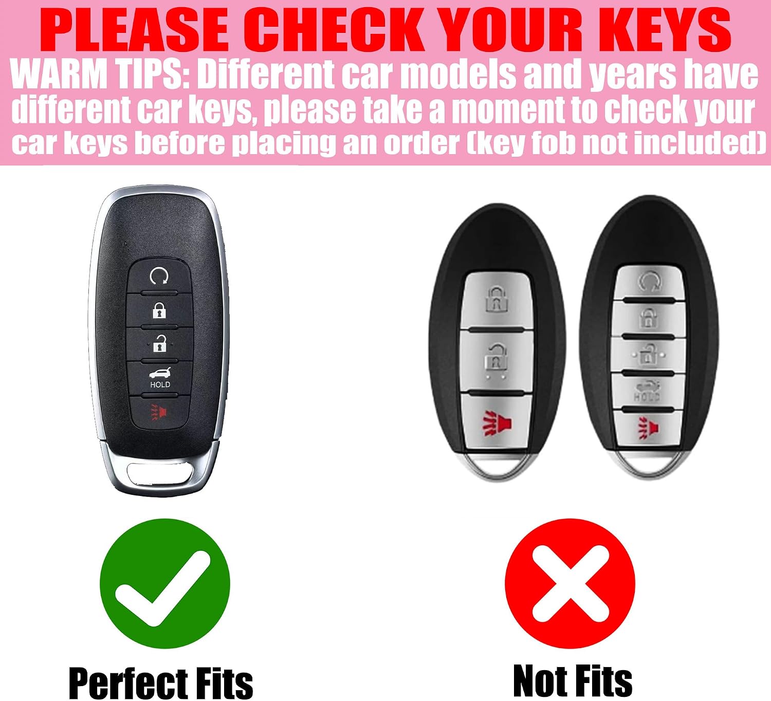 Key Fob Cover with Diamond Keychain Compatible with Nissan Car Key Holder Compatible with Nissan Rogue Pathfinder (2023 2024 2025) Sentra (2024 2025) for Women, 5 Buttons (Pink-Heart)