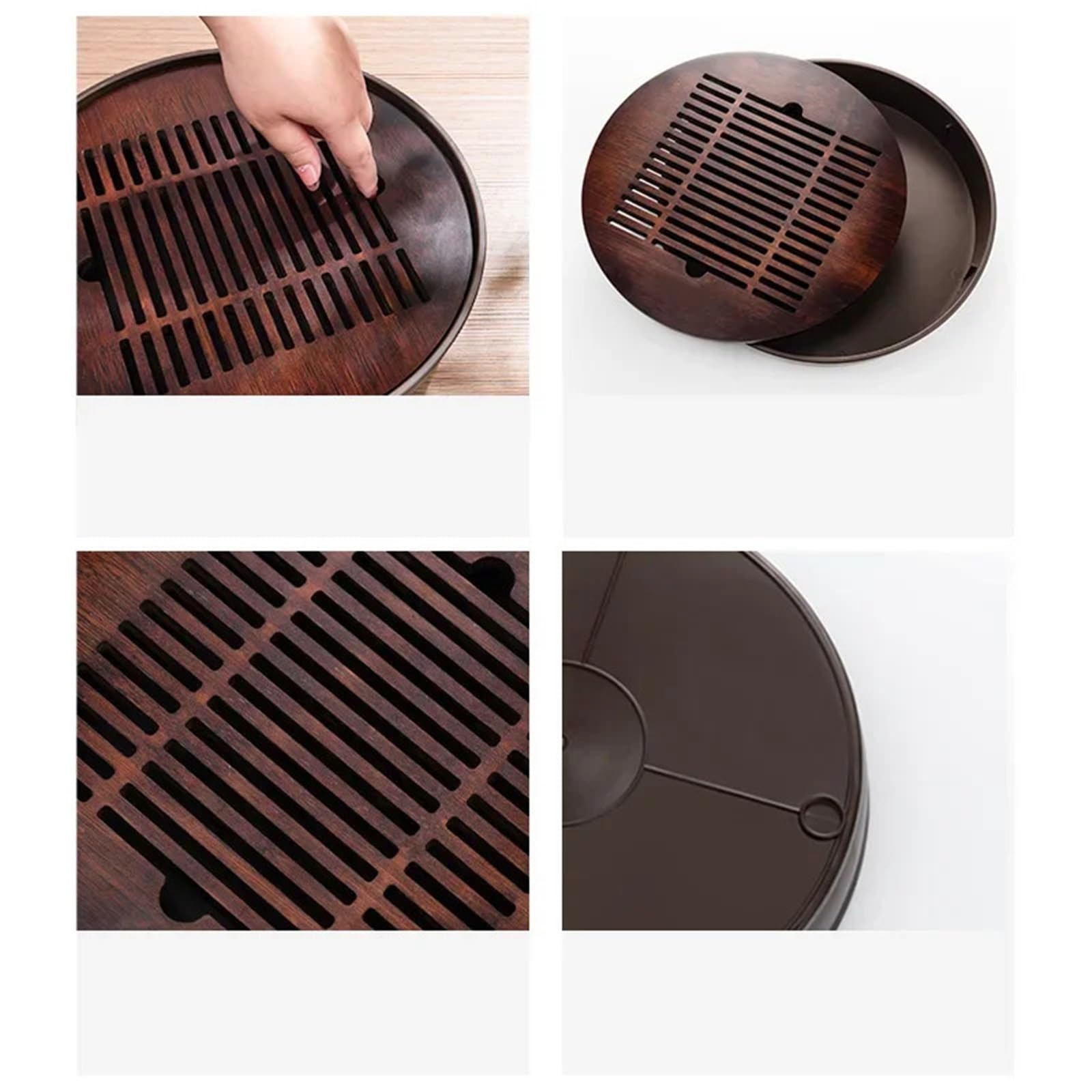 Plateau Circulaire en Bambou for Le Service des Boissons au café et à la Maison, Plateau for Conserver l'eau, for Bouilloire, Accessoires de Cuisine Plateau à thé en Bambou(Circular 25CM)