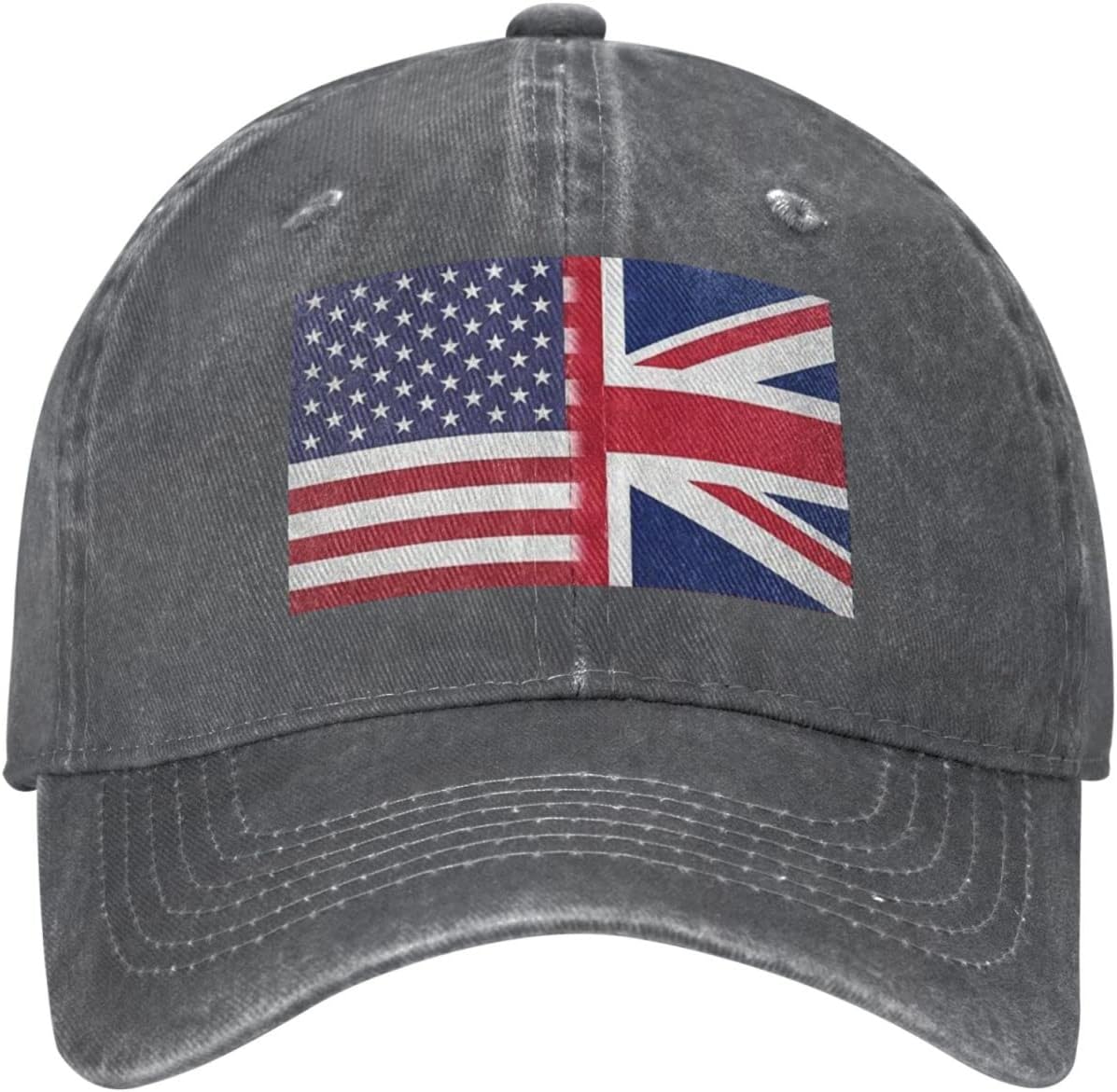 flyastarAmerican British Flag Washed Hat Cap Baseball Dad Adjustable Cowboy Unisex Denim Trucker Adult Vintage Cotton Men Women Washable Retro Men's Women's Outdoor Sports