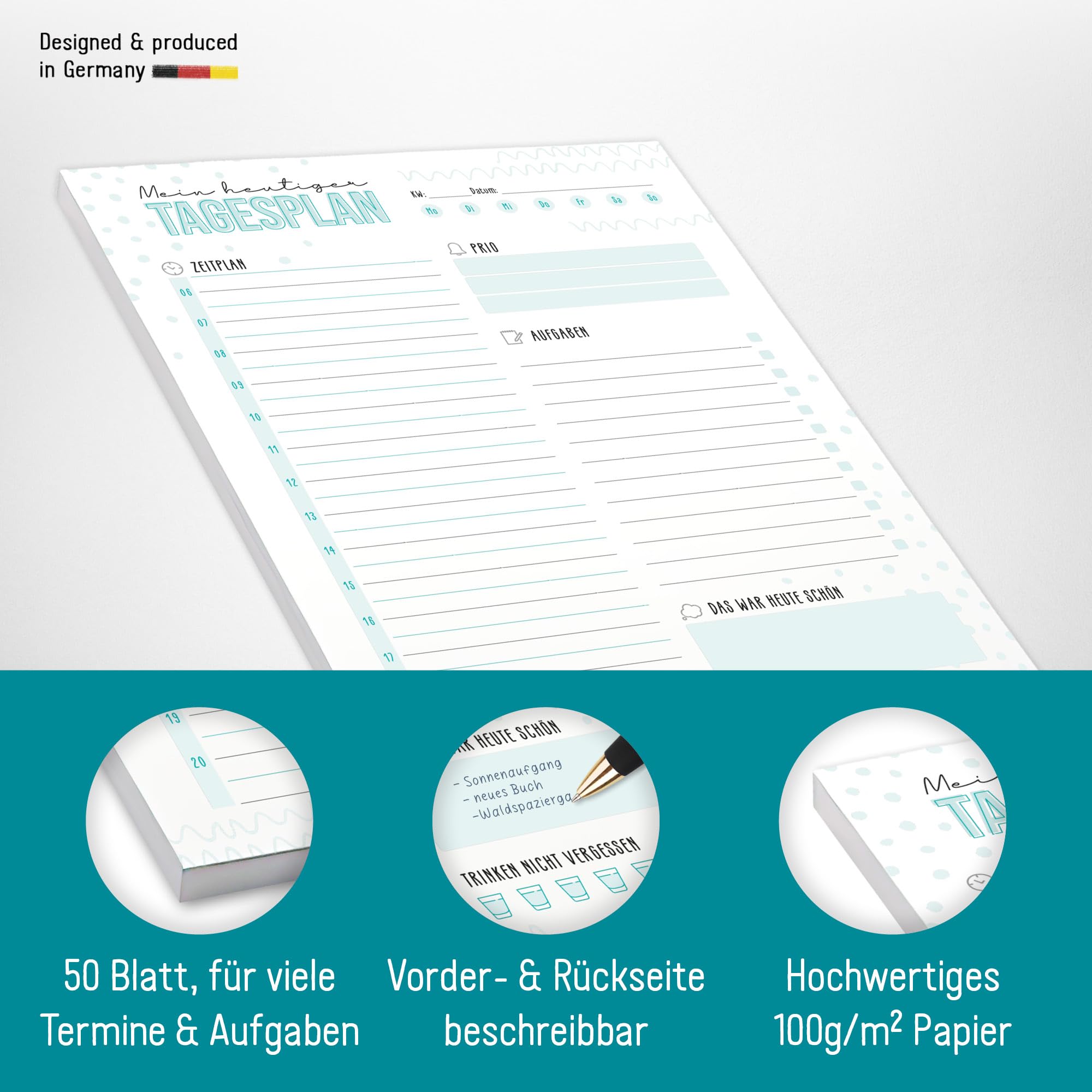 Häfft® Blocco Agenda Giornaliera A5 Office Life - 50 Fogli Con Fascia Oraria E Priorità