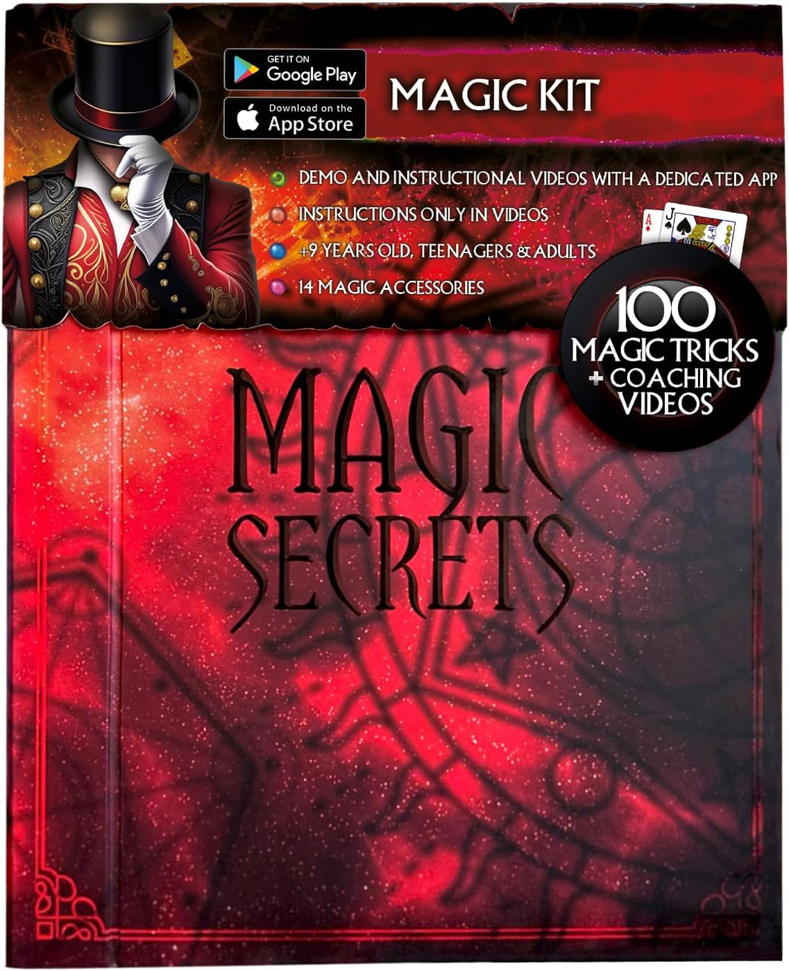 LUGY Magic Set - Adults & Professionals - 100 Advance Magic Tricks - Comprehensive Kit - Video Tutorials & iOS/Android App - Age 9+