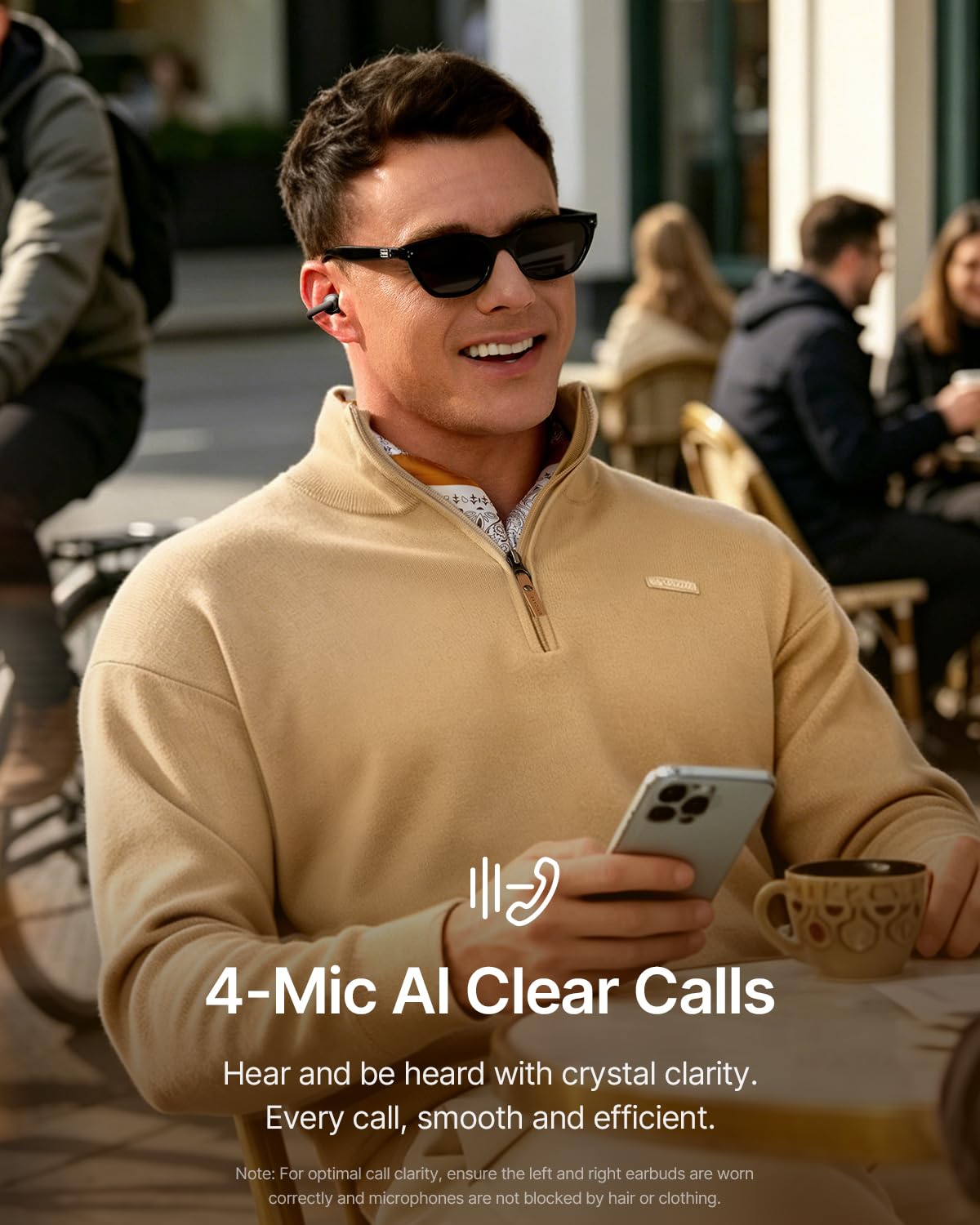 Baseus Bowie Series Open Ear Clip On Earbuds, CloudComfort 2.0 Wrap-Around Comfort, 5.1g Leggero, LDAC Hi-Res Audio, 55H Playtime, 4-Mic AI Clear Call, IP67 Impermeabile per Palestra & Allenamenti