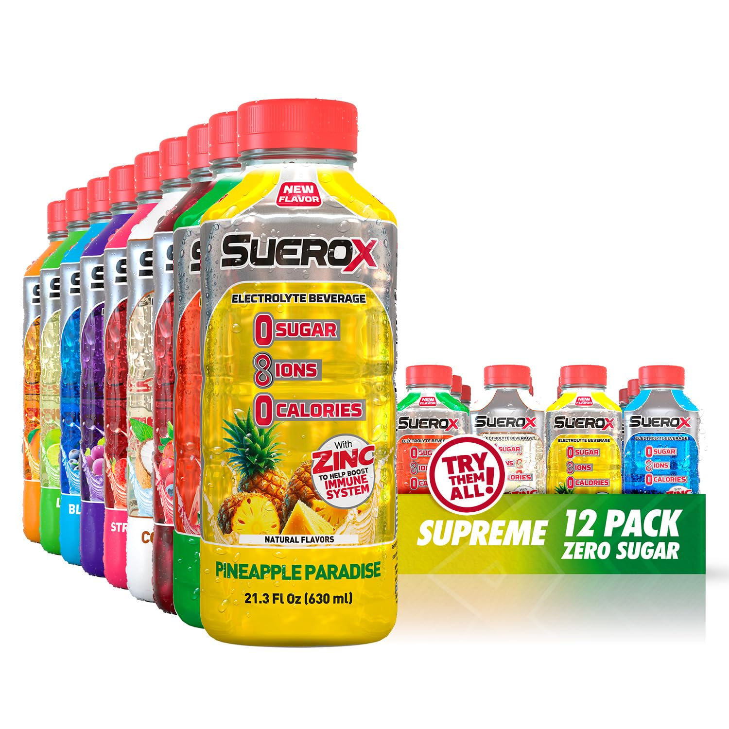SueroX Sugar-Free Sports Drink for Hydration and Recovery, Electrolyte Hydration Drink with 8 Ions, Zero Calorie Sports Drinks with Electrolytes,