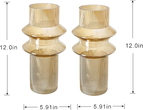 Miniatura 6 de A&B Home - Juego de 2 jarrones cilíndricos decorativos cilíndricos, decoración del hogar, dormitorio, sala de estar, entrada, consola, mesa,