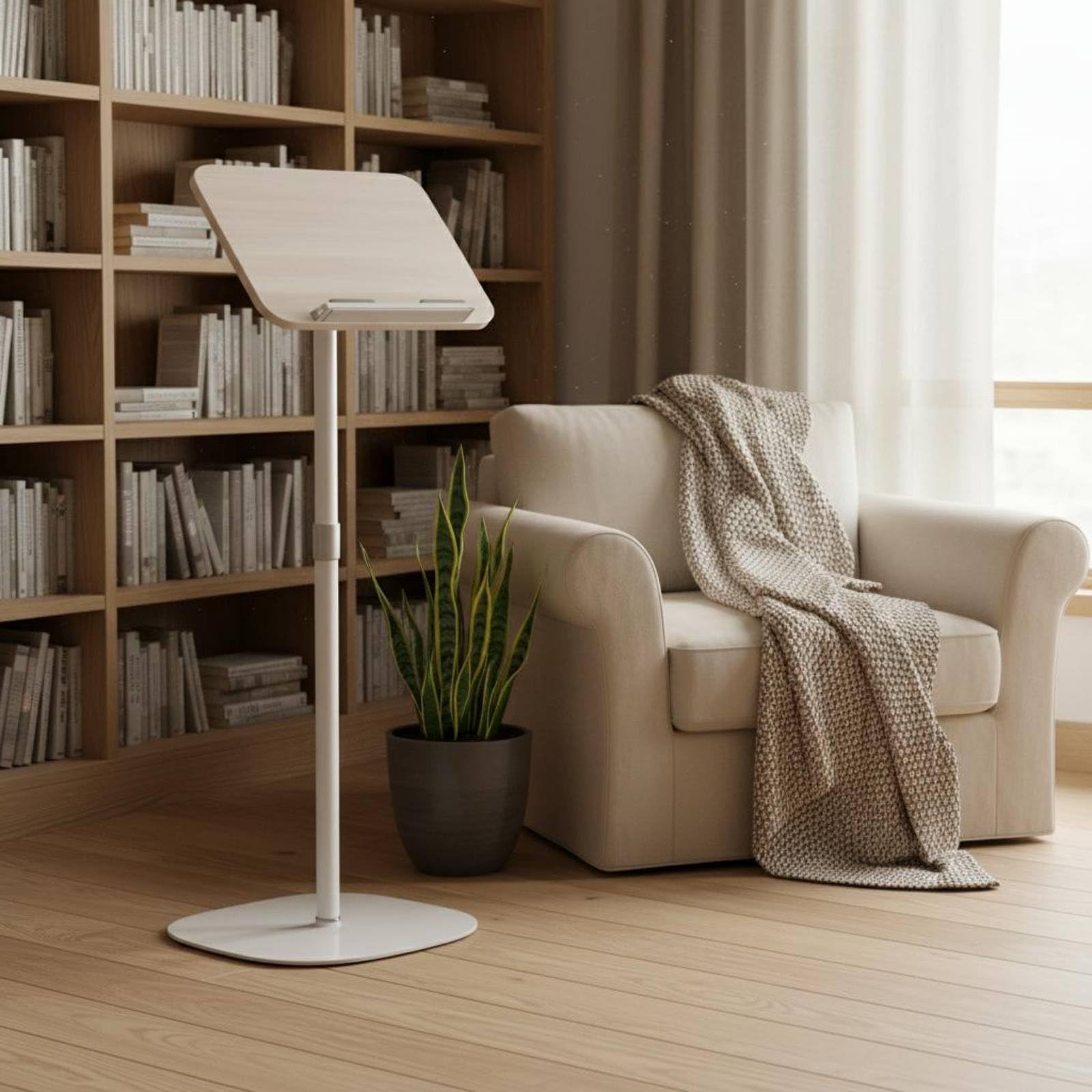 Gralara Atril Regulable de Pie Multifuncional Soporte de Lectura Altura Ajustable Base Estable para Oficina, Soporte De Suelo Alto, Ajustable De 45-130cm