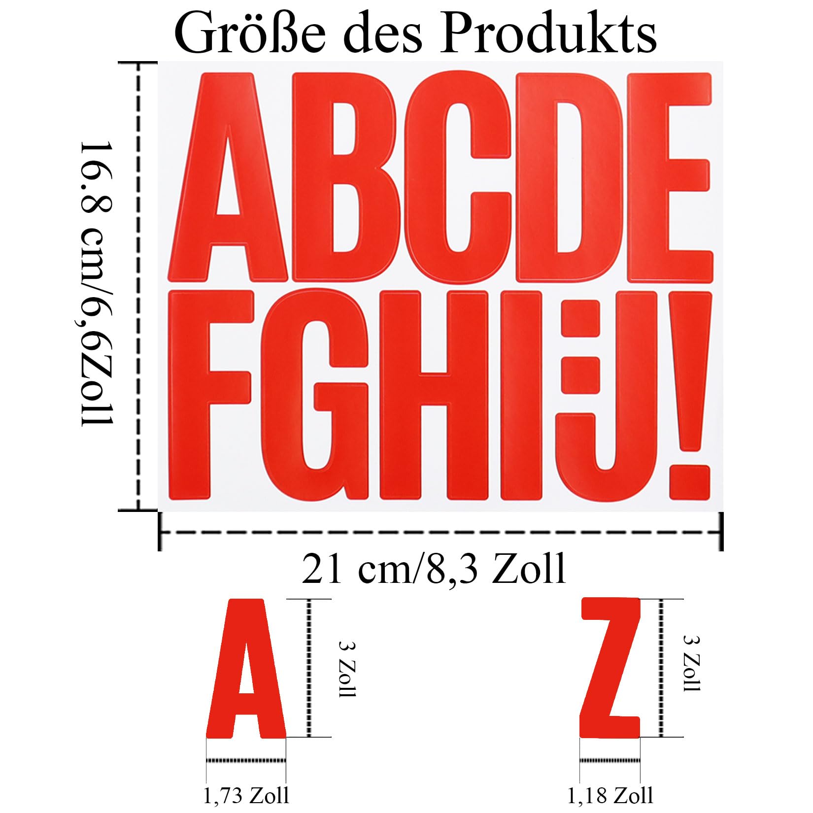 108 adesivi a forma di lettere, 9 fogli da 3 pollici, in vinile, per cassetta postale, cartelli, scrapbook, fai da te e bricolage, lettere adesive resistenti alle intemperie, colore rosso