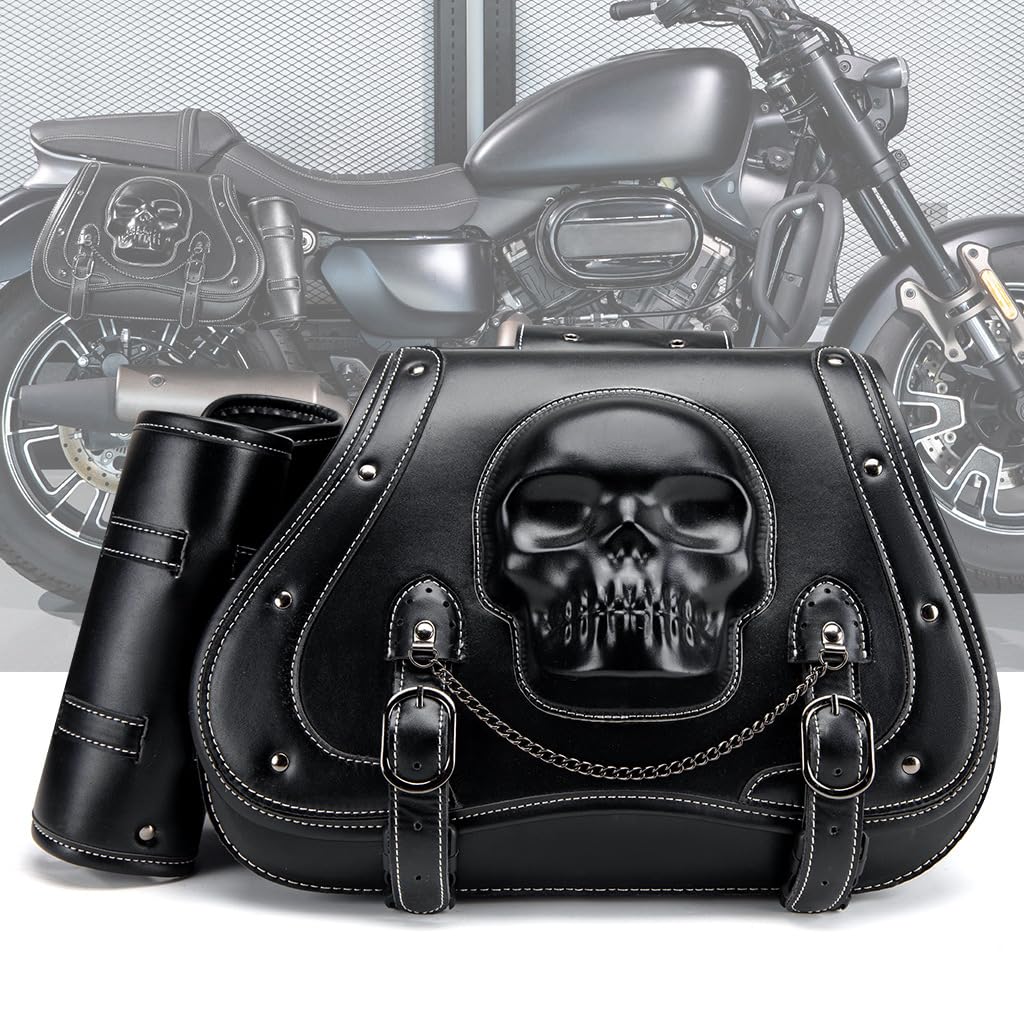 Alforjas Moto para Harley Davidson Street 750 2015-2020, Alforja Lateral Moto Impermeable Bolsa Trasera Moto - Cuero Bolsa Moto con Cierre Rápido,B