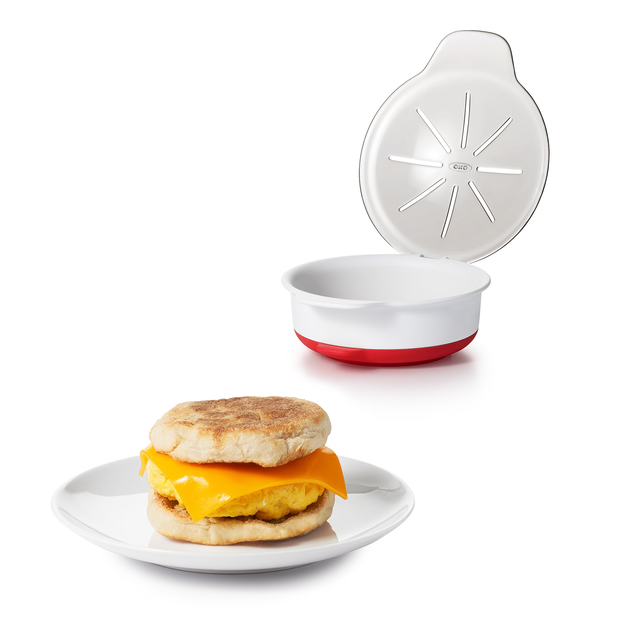 Recipiente para cocinar huevos en microondas con agarres., olla para cocinar huevos, talla única , Blanco 4