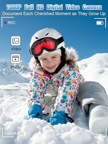 Miniatura 3 de Cámara digital - Cámara digital FHD 1080P de 56 MP para niños, apunta y dispara, con zoom de 16X, antivibración, cámara para niños con portátil