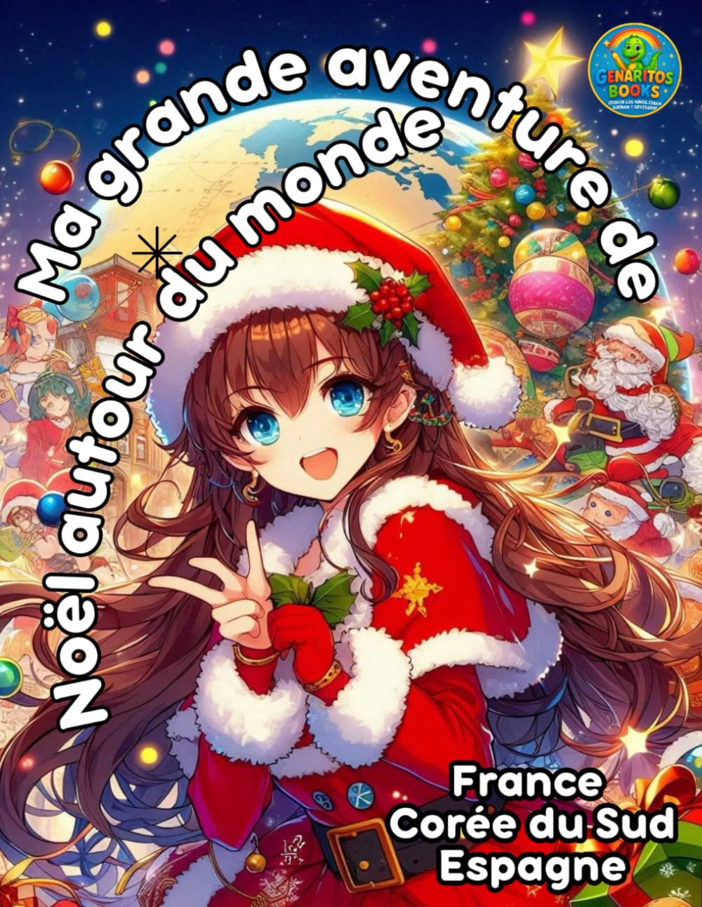 Ma grande aventure de Noël autour du monde: France Corée du Sud Espagne (Collection de livres de coloriage de Genarito)
