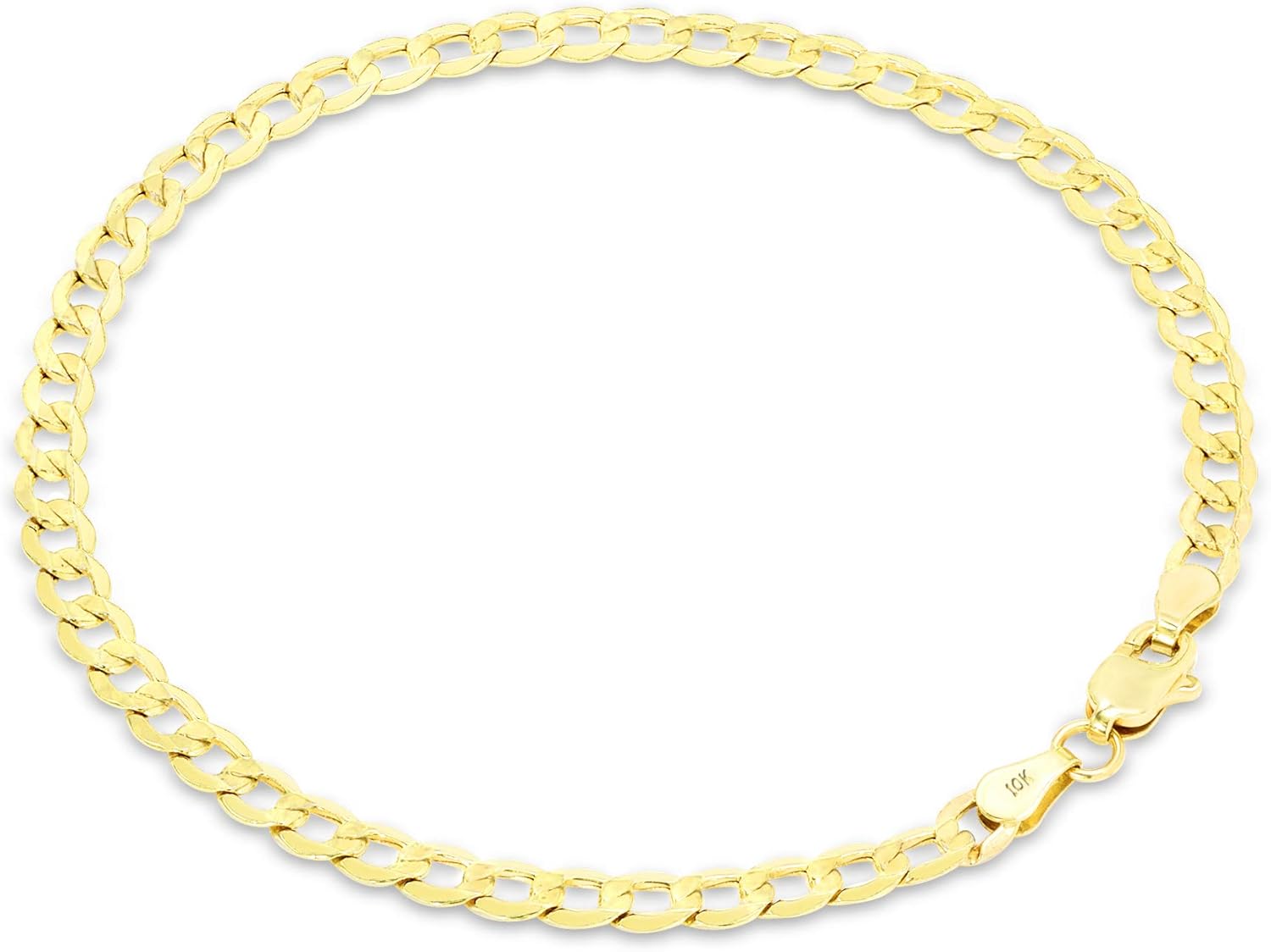 Nuragold 10k Yellow Gold 4.5mm Cuban Curb Link Chain Bracelet, Womens Mens Lobster Lock 7" 7.5" 8" 8.5" 9": Clothing, Shoes & Jewelry