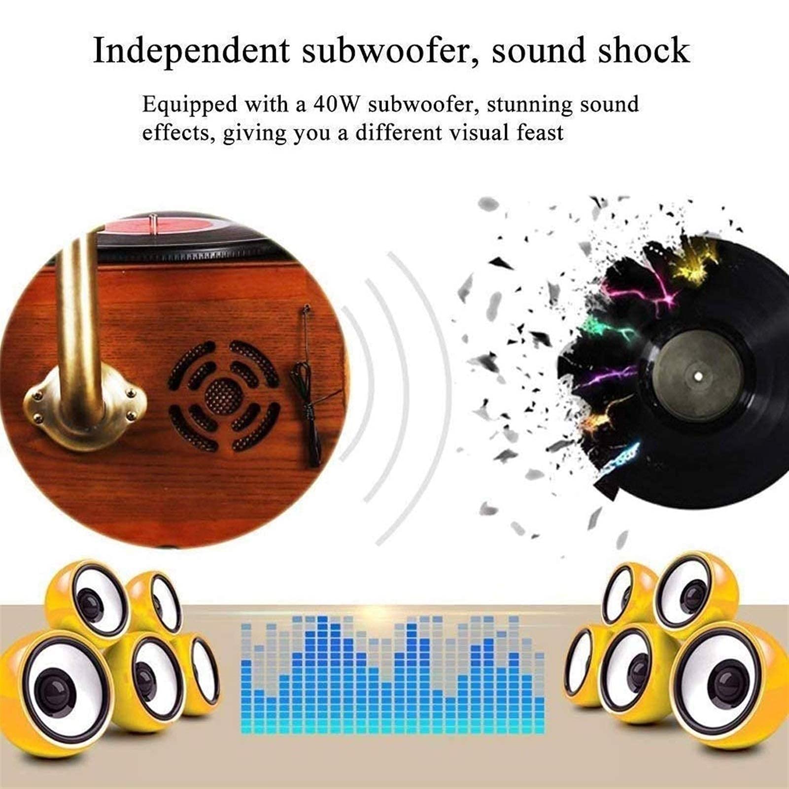 Hi-Fi e Home Vintage Retro Classic Gramophone Fonograph Sistema Stereo Sistema Audio Sistema Musica Boia Blue Tooth-in Drive con Altoparlante da 40 W kxtmm