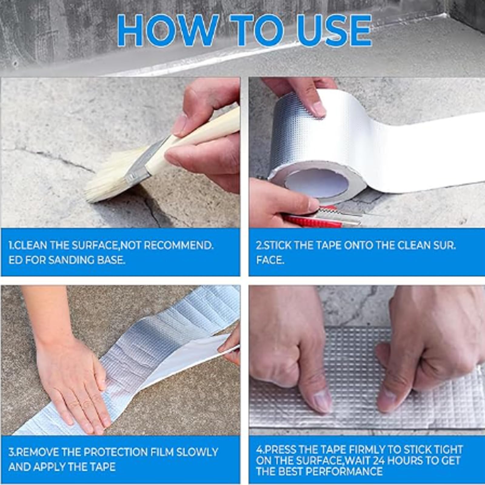 Cinta Impermeable de butilo con Papel de Aluminio de 1,2 mm Resistente a Grietas y Fugas Cinta De para Reparación Autoadhesiva para reparación de Fugas de techos de Tejas ruptura de tuberías