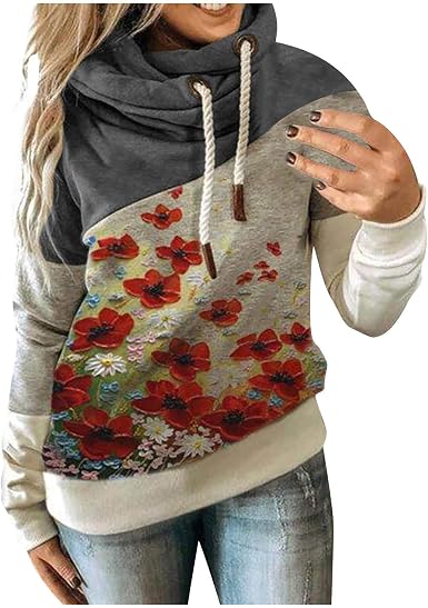 Thick Cowl Neck Hoodie Women School 