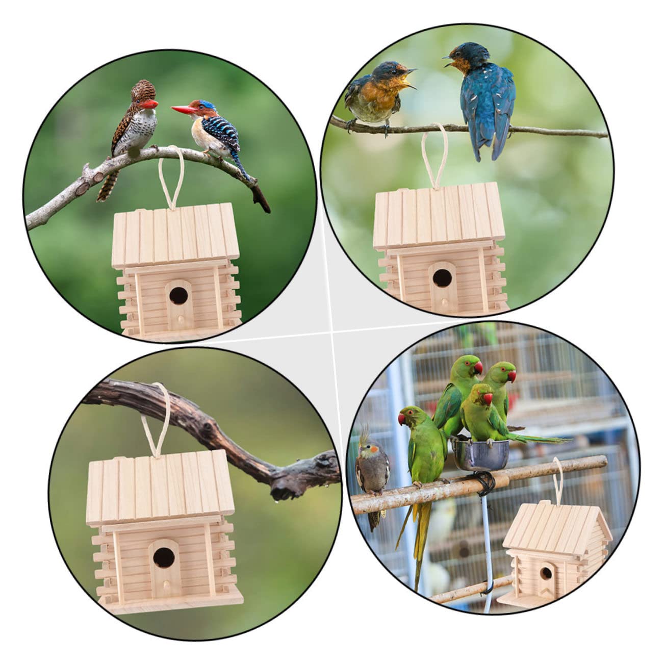 COLLBATH Nid d'Oiseau en Suspendu Maison pour Oiseaux Accessoire d'Extérieur Cabane à Oiseaux Nid pour Canari Perroquet Alouette 2 Pièces