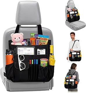 Auto Organizer Rücksitz, HäNge Autositz Organizer für Vordersitz & Beifahrersitz, Organizer Auto Rücksitz Mit Verstellbaren Gurten Und VerstäRkten Schnallen für Snacks, Laptop, Mobiltelefon