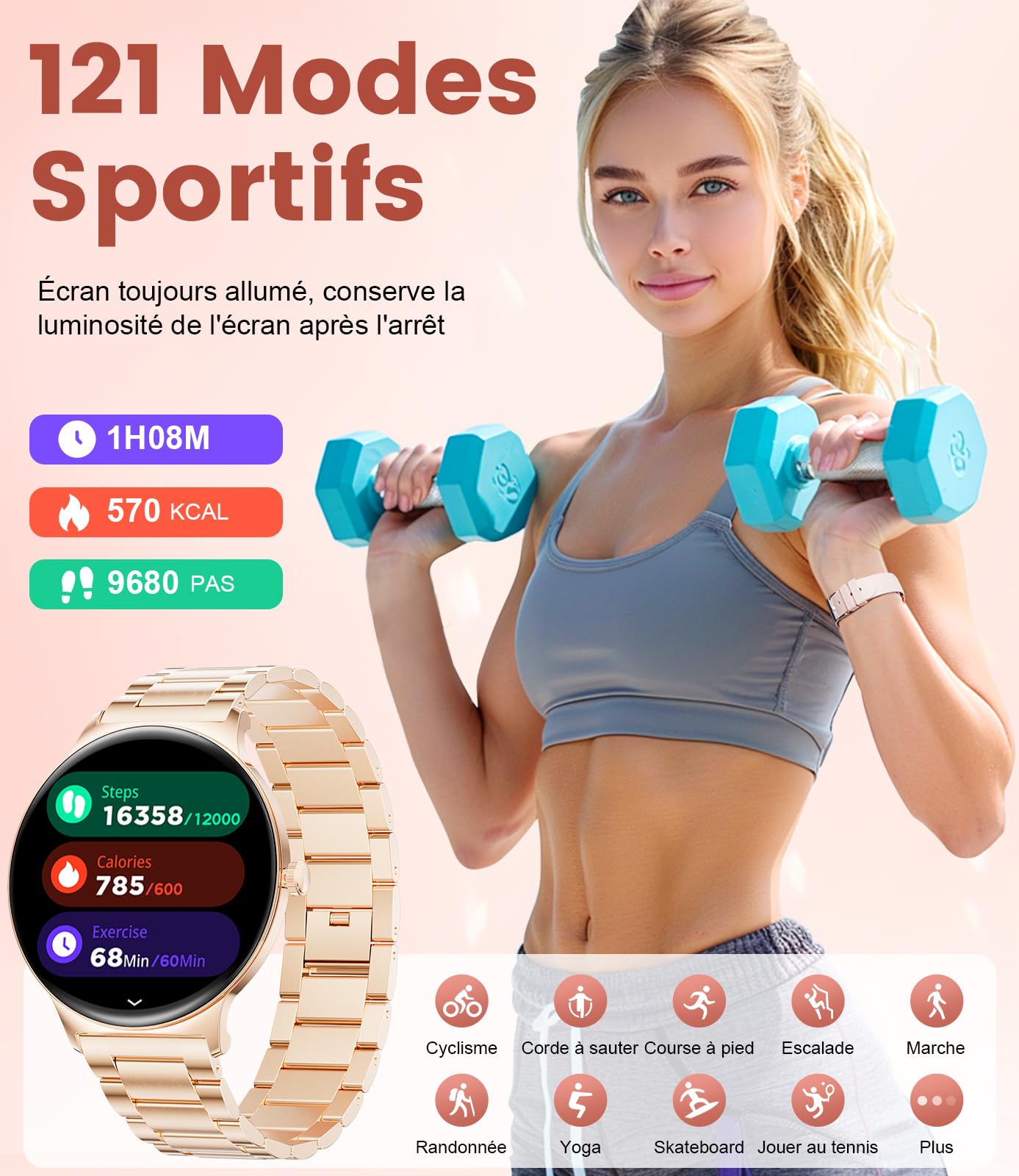 SZHELEJIAM Montre Connectée Femme Avec Appel Bluetooth, 1.43" Écran