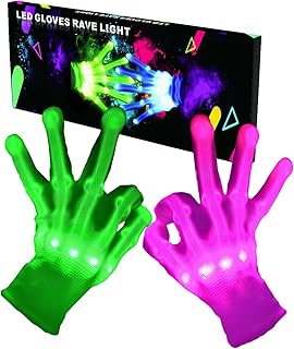 12 Colores Guantes LED para Niños, Juguetes para Niños Edad 3-5 6-8 8-12, Relleno de Calcetín de Halloween y Navidad para Niños, Adolescentes y Adultos