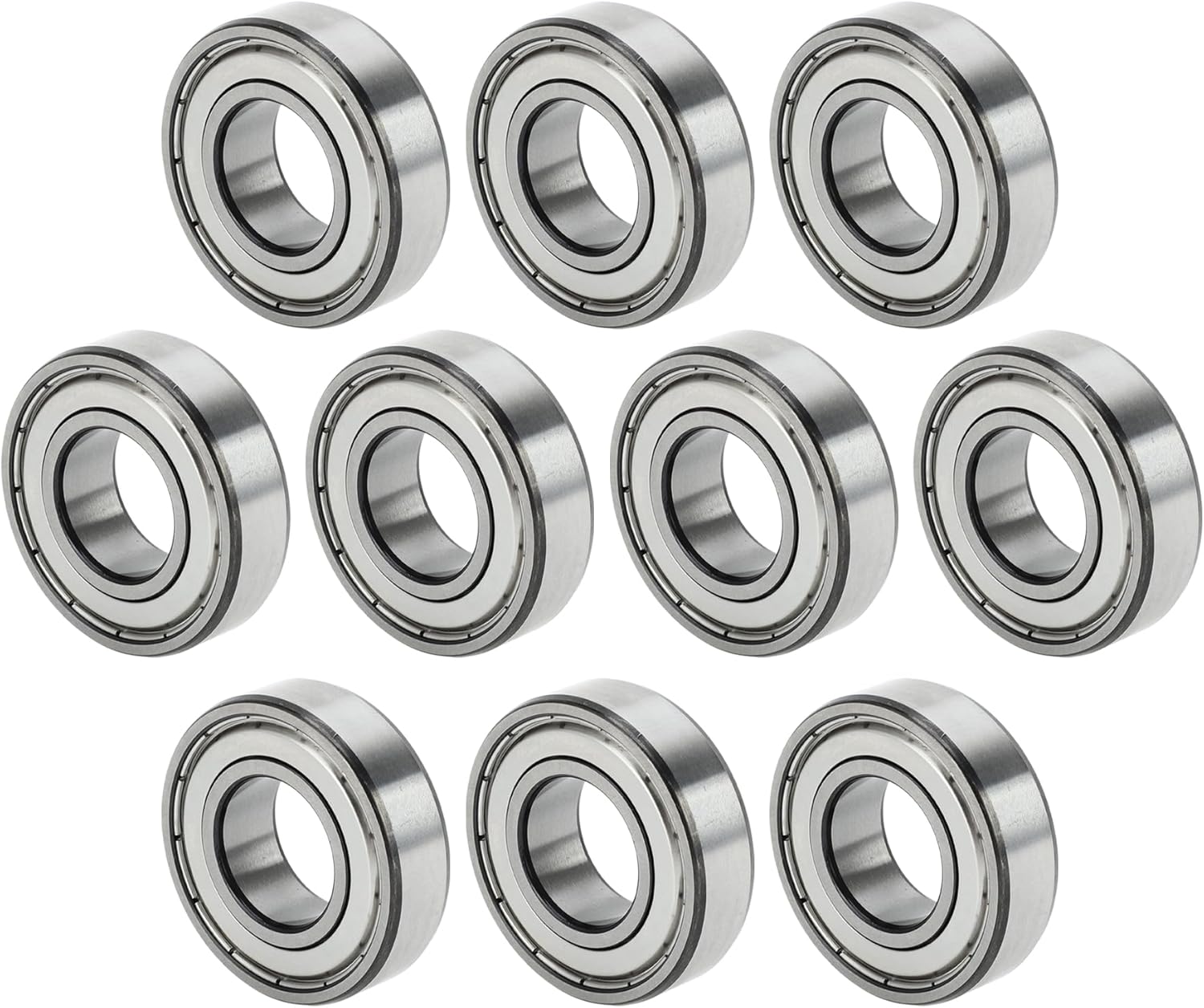 ACROPIX 6004ZZ Deep Groove Ball Bearings P6 20x42x12mm Lubricated Bearings Double Metal Seal Silver Tone Scooter Skateboard Wheel - Pack of 10