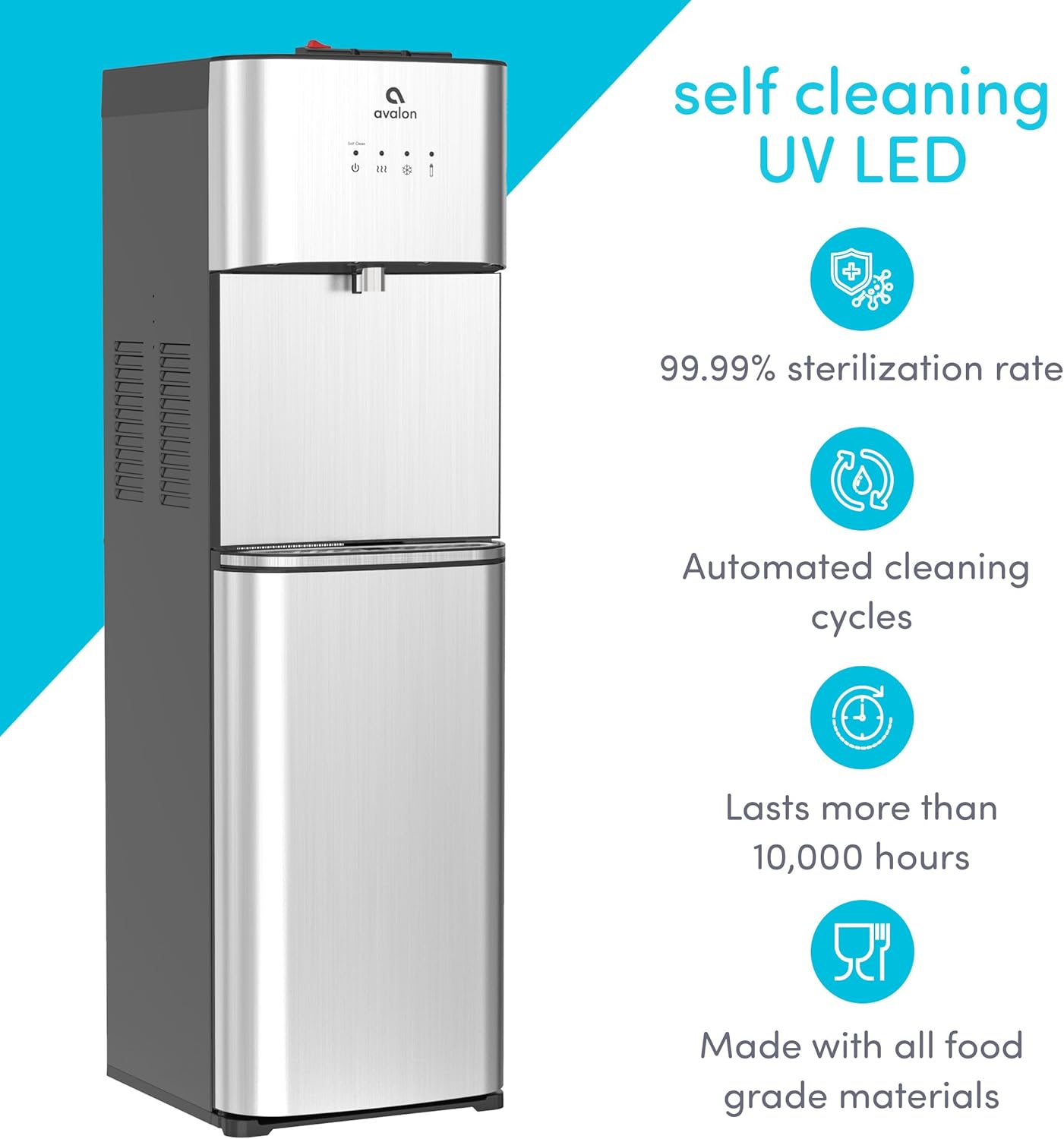Avalon Self Cleaning Bottleless Water Cooler Water Dispenser - 2 Temperature Settings - Hot & Cold Water, Durable Stainless Steel Cabinet, Reverse Osmosis Filtration- UL Listed