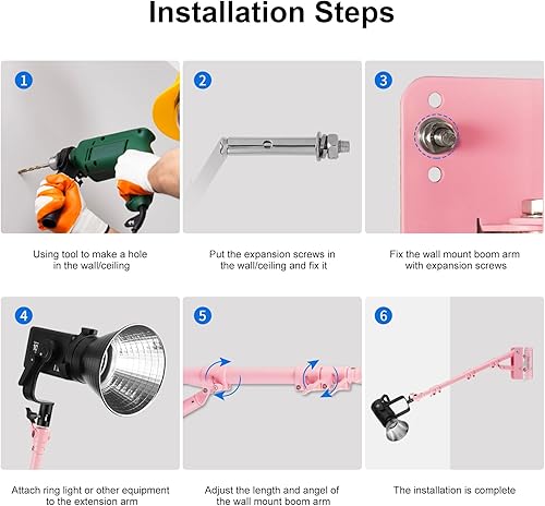 Miniatura 6 de Selens Anillo de luz de montaje de pared 39.37 pulgadas con brazo giratorio de 180 para salones de belleza, peluquería, tatuaje, transmisión en