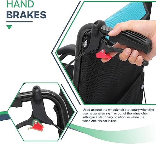 Miniatura 10 de Magshion Silla de ruedas de transporte plegable para adultos de 250 libras, silla de transporte ligera para personas mayores, silla de ruedas