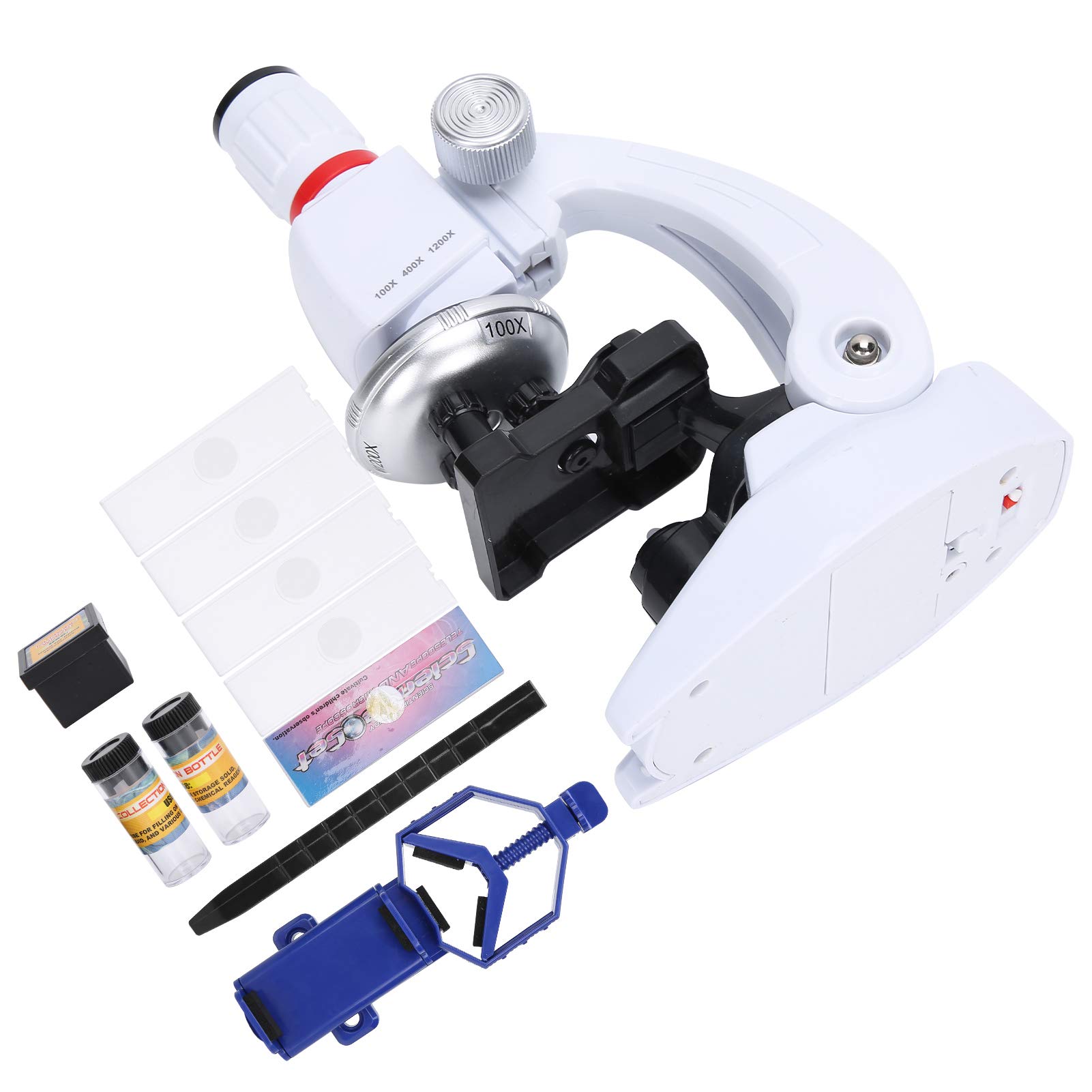 Children's Microscope Set with Mobile Phone Holder Simulation High Definition 1200X