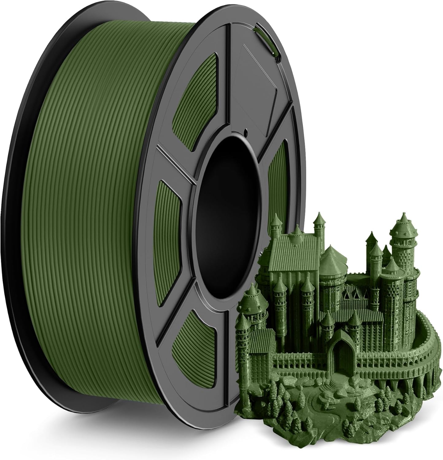 SUNLU PLA 3D Printer Filament, No String PLA Filament 1.75mm, Neatly Wound AntiString PLA 3D Printing Filament, Fast Printing for 3D Printer, Dimensional Accuracy +/- 0.02 mm,1KG,APLA Olive Green 1000g Apla Dark Green
